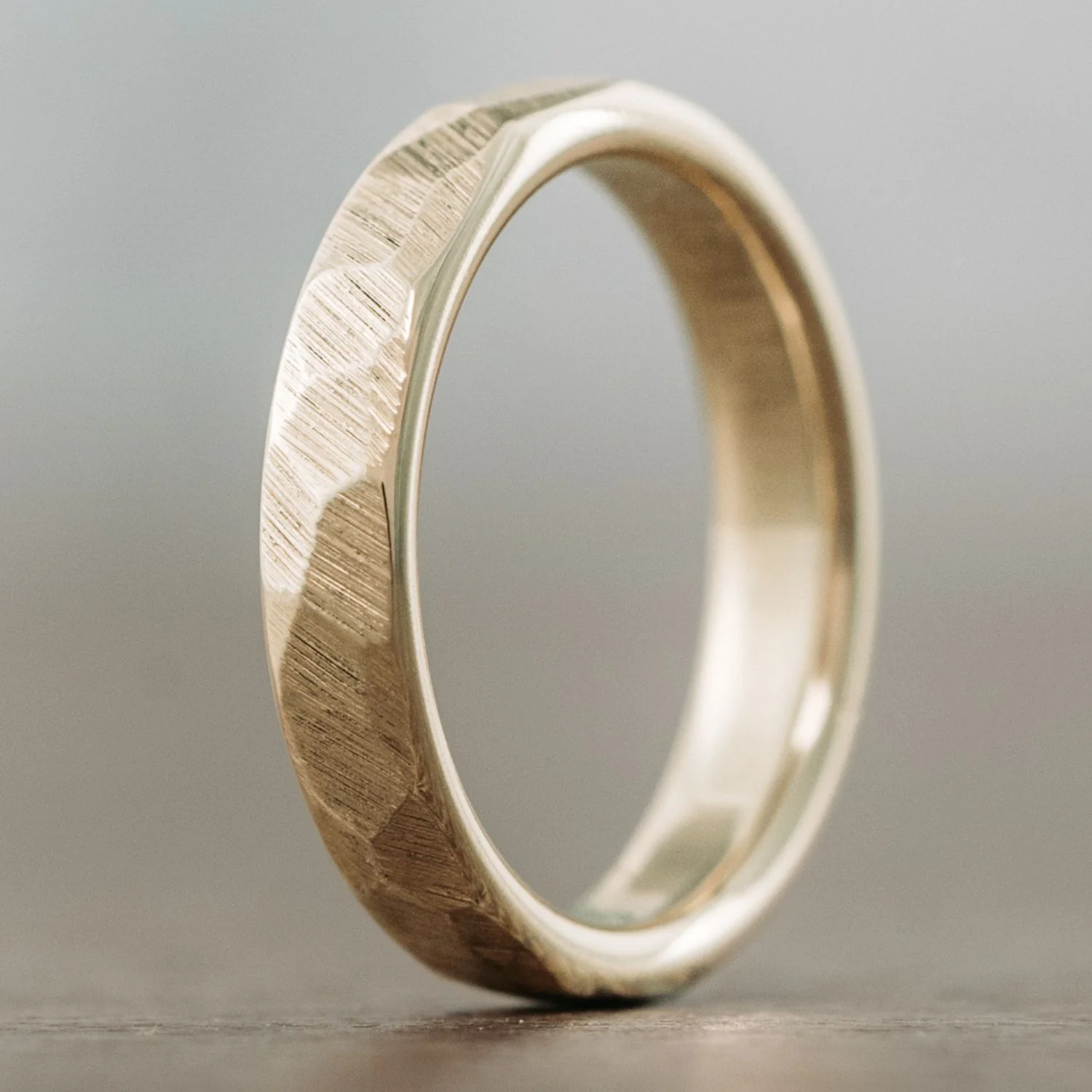 The Apollo & Luna - His and Hers Matching Faceted Gold Wedding Band Set - Image 5