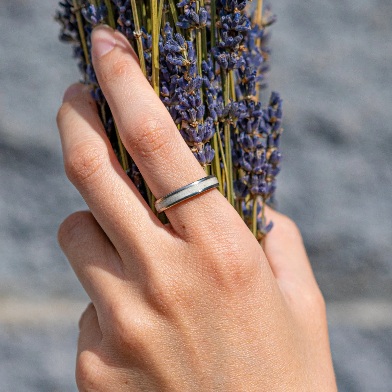 The Huntress | Women's Titanium Ring with Elk Antler - Image 4