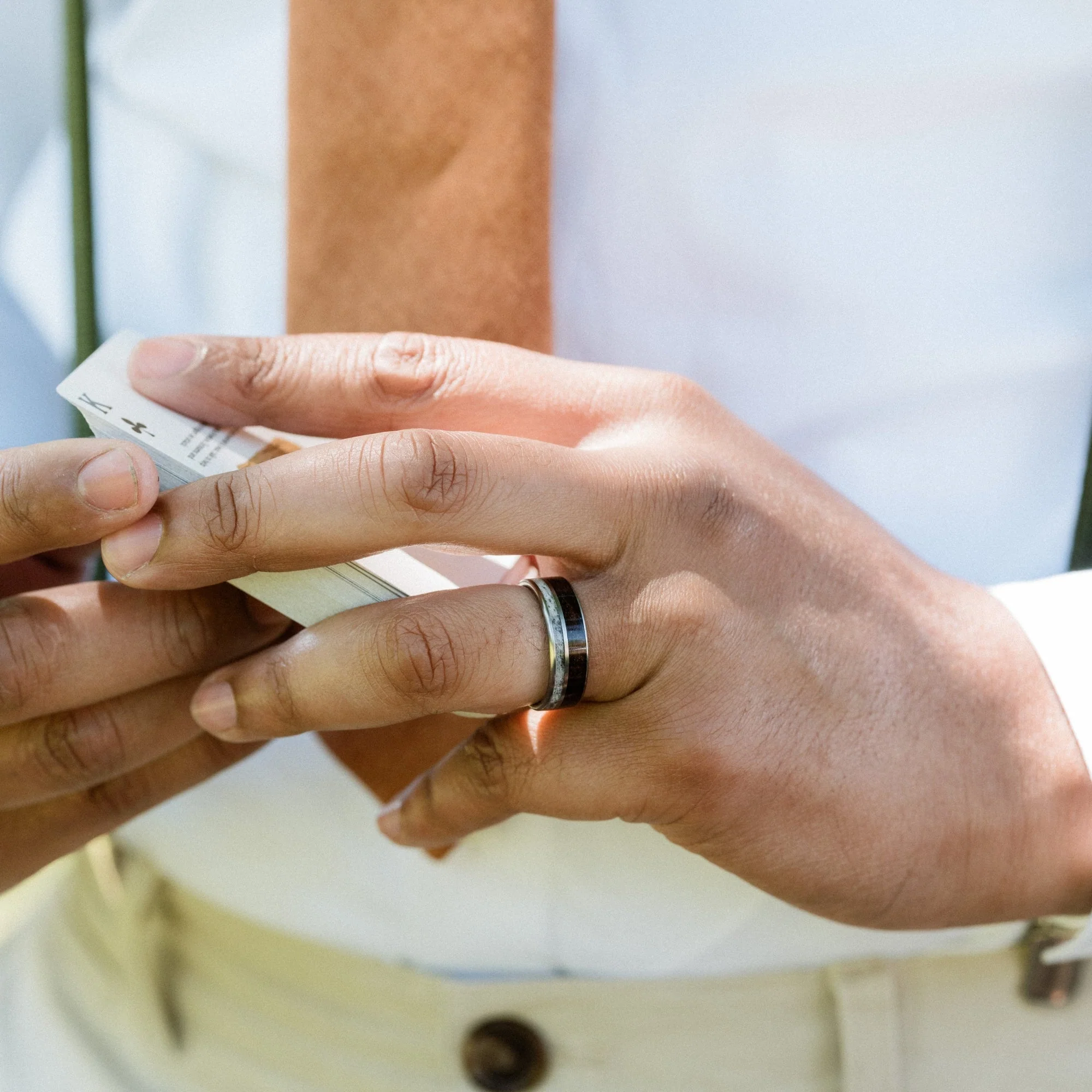 (In-Stock) The High Country | Men's Antique Walnut, Elk Antler, & Titanium Wedding Band - Size 10.75 | 8mm - Image 4