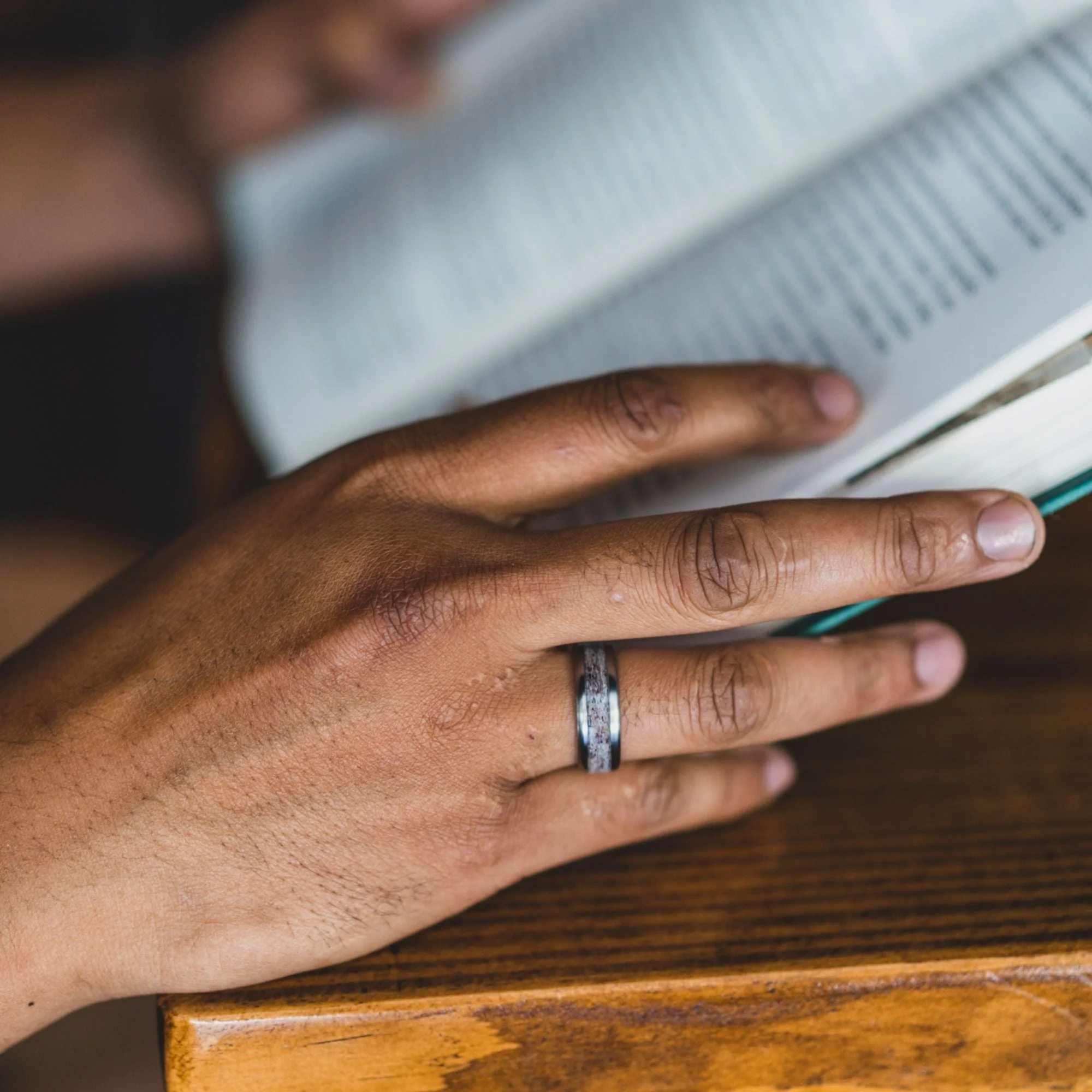 (In-Stock) The Marksman | Men's Titanium Wedding Band with Elk Antler Inlay - Size 10.75 | 6mm Wide - Image 3