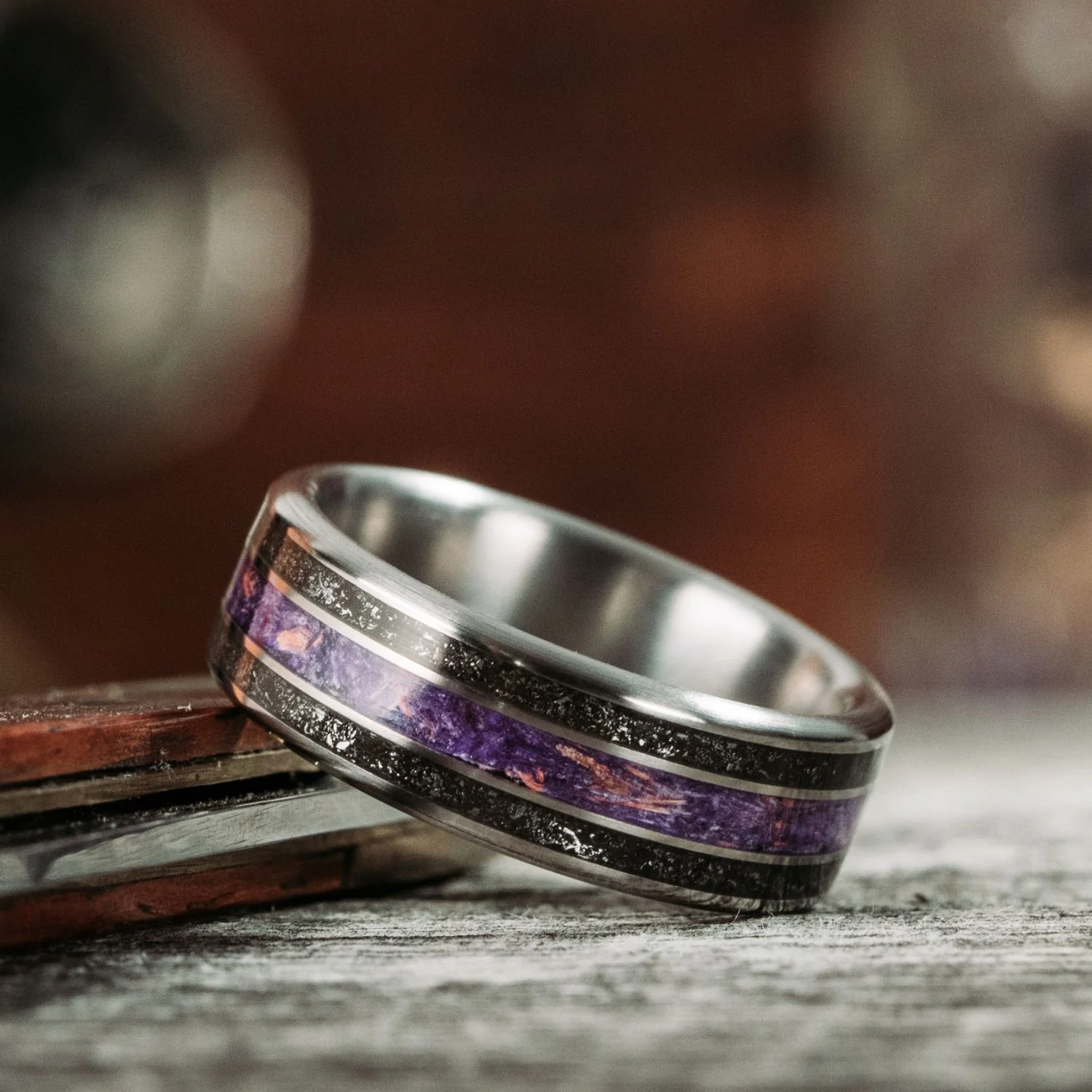 The Sky to Field and Field to Sky - Lavender and Meteorite Ring Set - Image 3