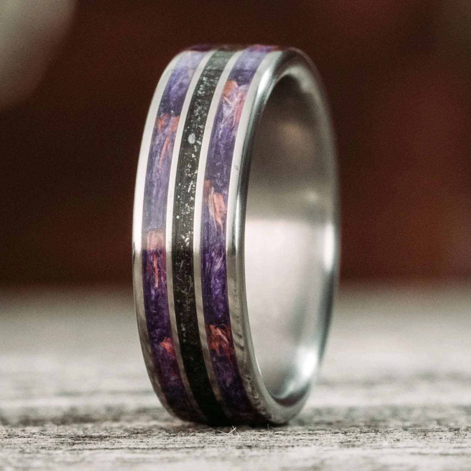The Sky to Field and Field to Sky - Lavender and Meteorite Ring Set - Image 4