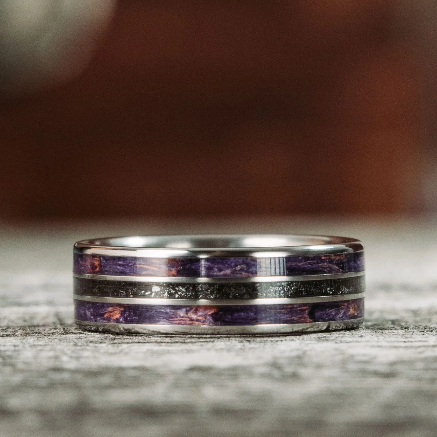 The Sky to Field and Field to Sky - Lavender and Meteorite Ring Set - Image 5