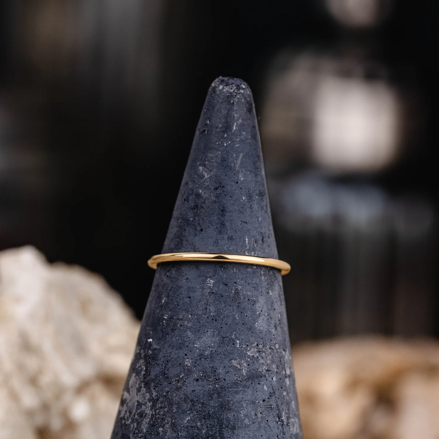 The Meridian | 1mm Women's Yellow Gold Stacking Ring - Image 3