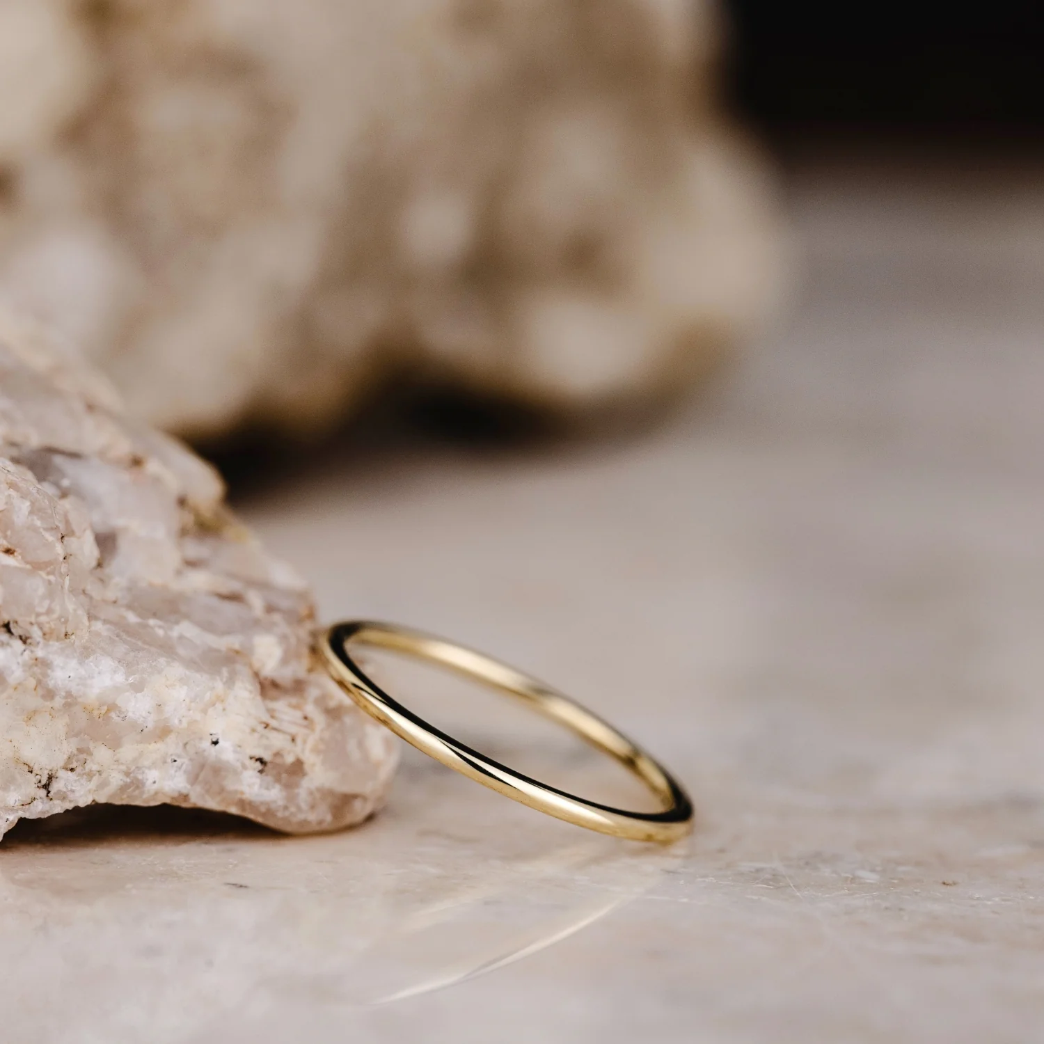 The Meridian | 1mm Women's Yellow Gold Stacking Ring - Image 5