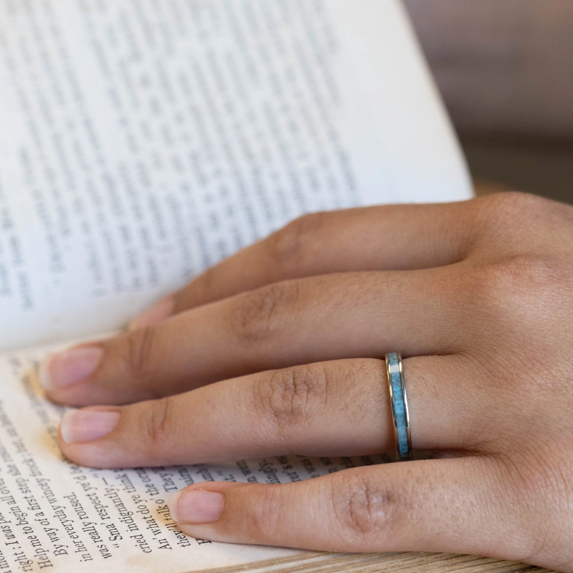 The Serenity | Women's Solid Gold & Turquoise Ring - Image 6