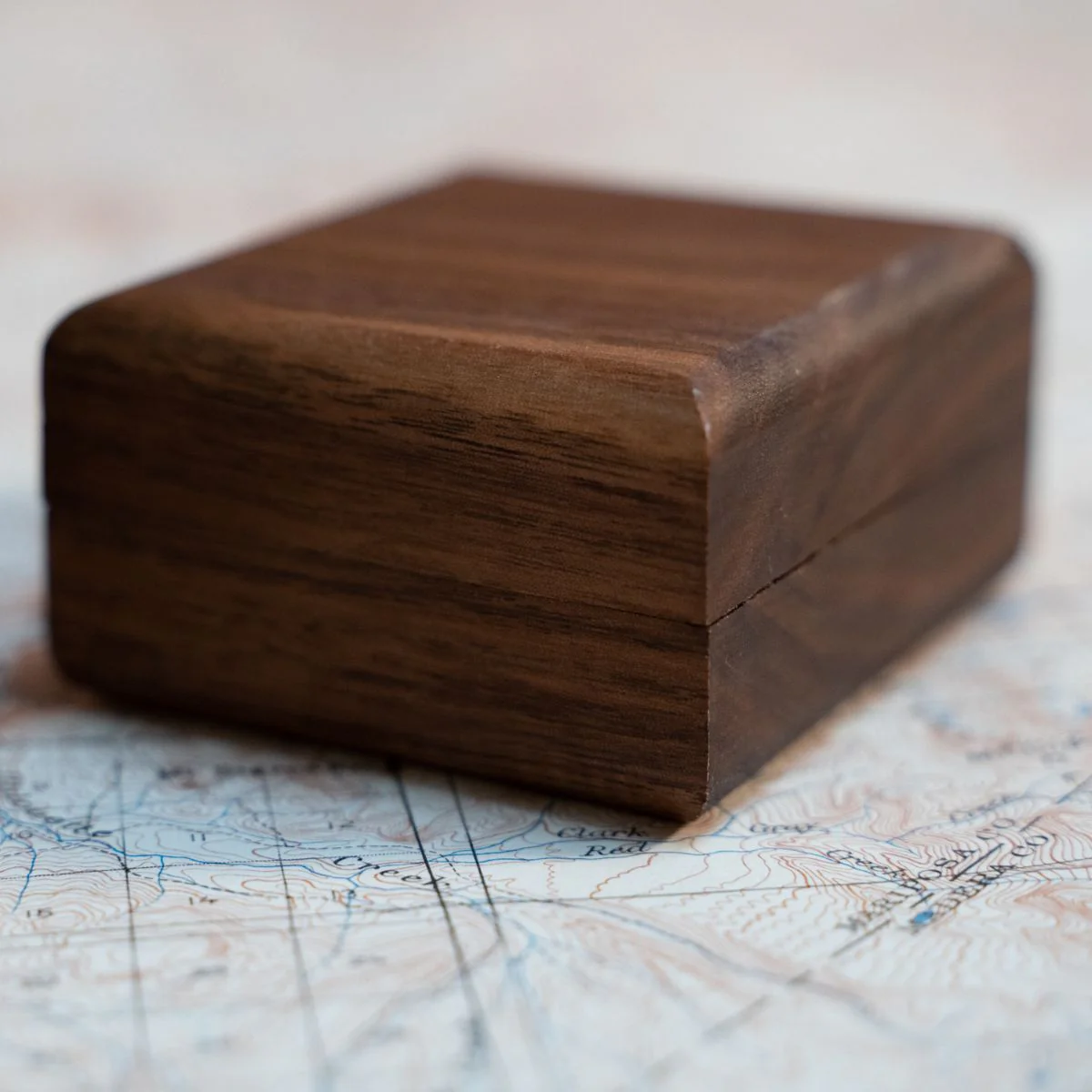 Solid Walnut Square Wooden Ring Box - Image 3