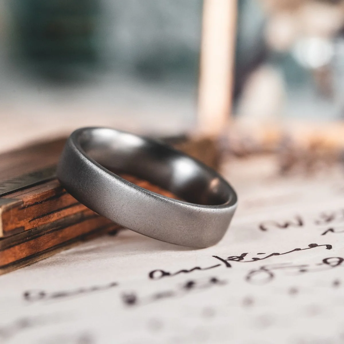 The Aerodyne | Men's Brushed Titanium Wedding Band - Image 8