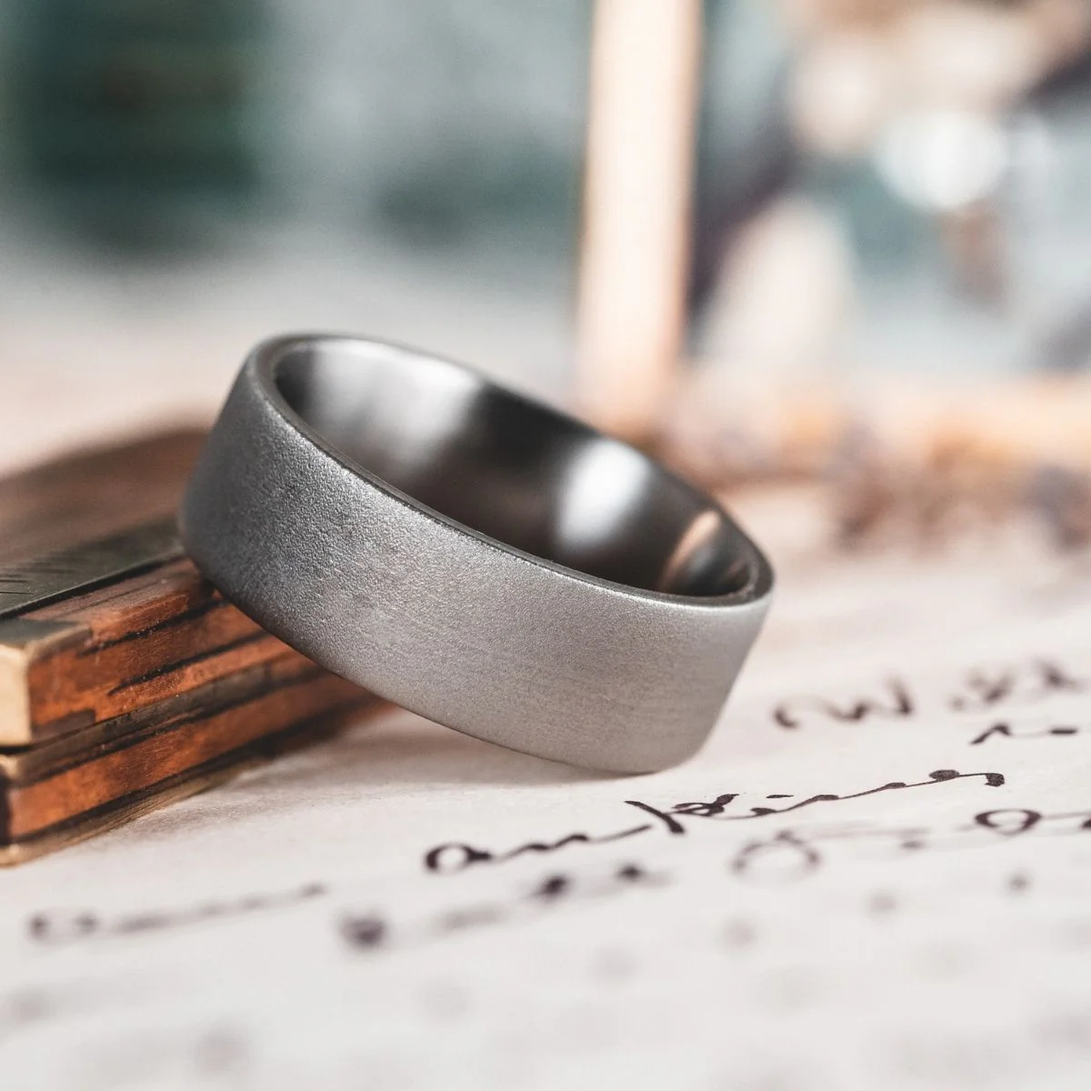 The Aerodyne | Men's Brushed Titanium Wedding Band - Image 9