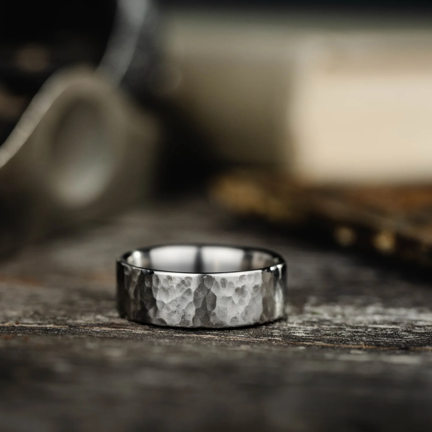The Arche | 8mm Men's Hammered Titanium Wedding Band - Image 3