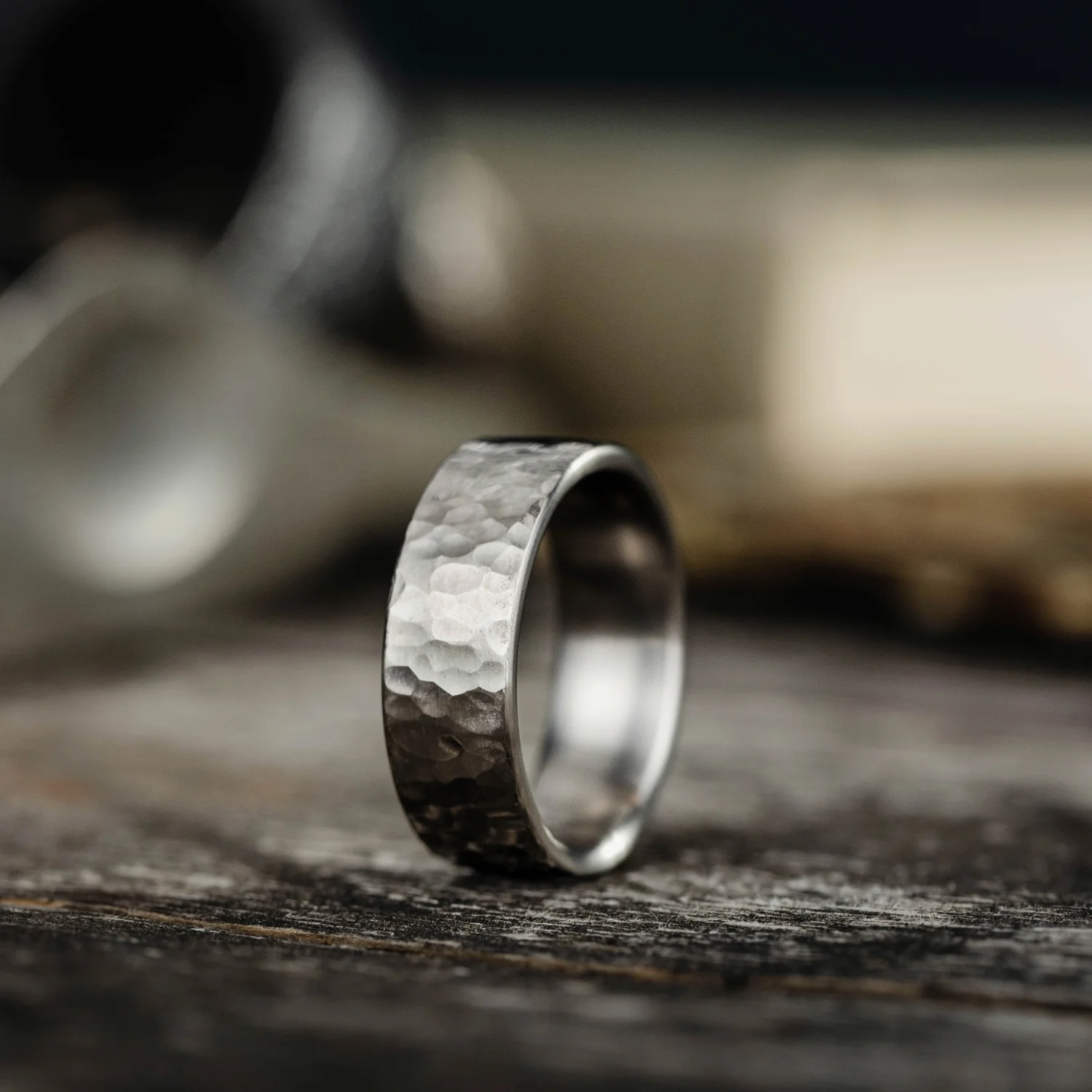 The Arche | 8mm Men's Hammered Titanium Wedding Band - Image 4