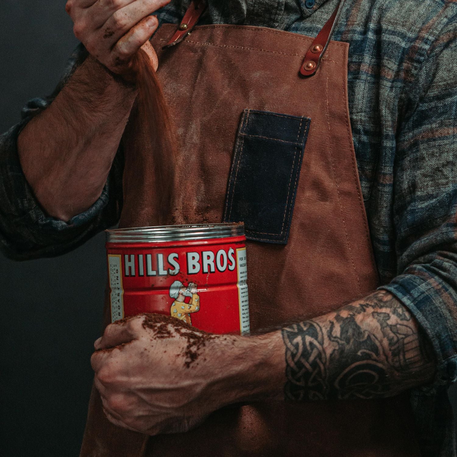 The Campfire | Men's Titanium Wedding Band with Mesquite Wood & Coffee - Image 5