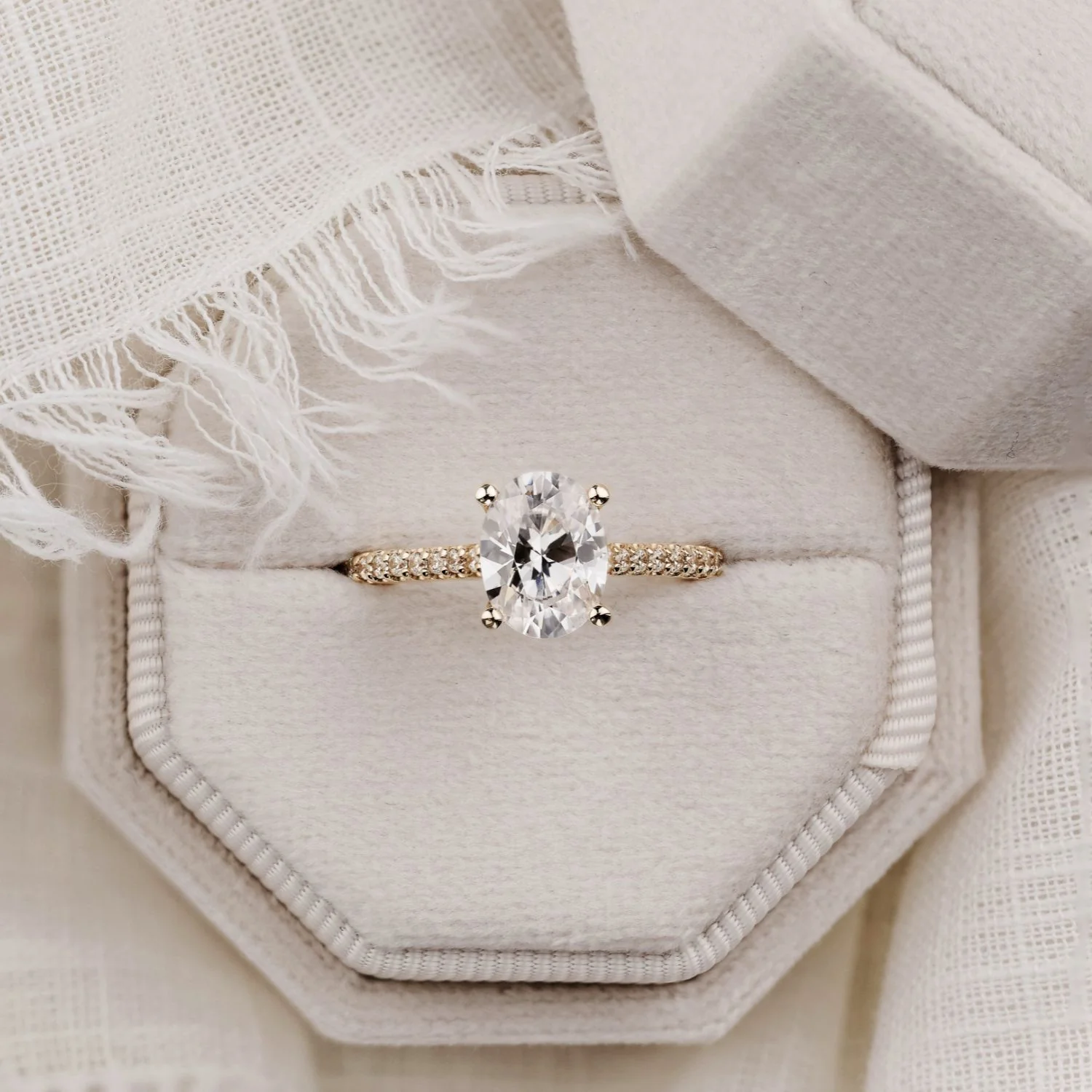 The Chloe - Oval Diamond Engagement Ring with Pavé Diamond Setting - Image 10