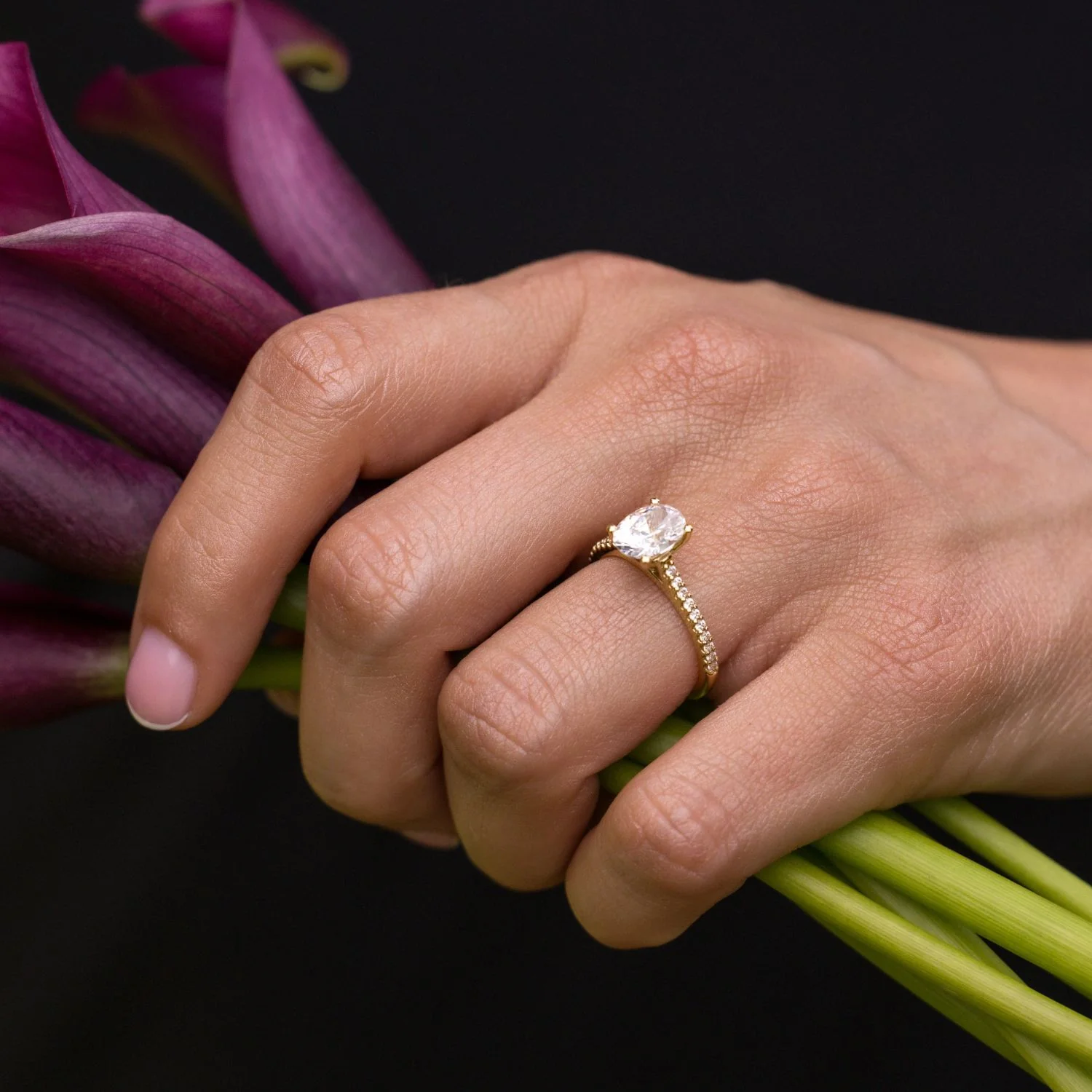 The Chloe - Oval Diamond Engagement Ring with Pavé Diamond Setting - Image 11