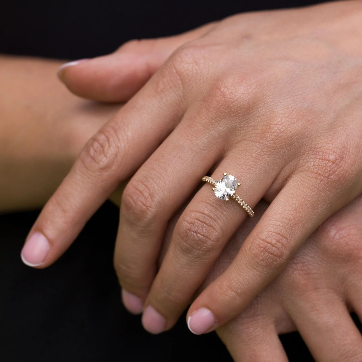 The Chloe - Oval Diamond Engagement Ring with Pavé Diamond Setting - Image 13