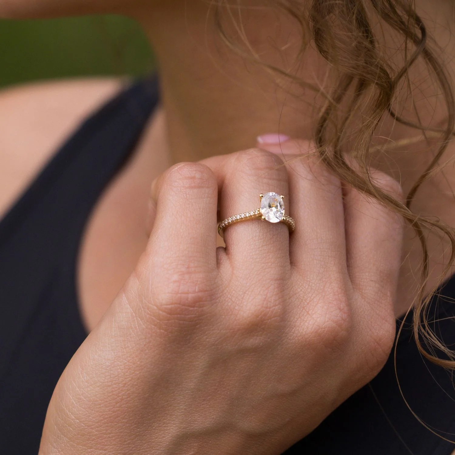 The Chloe - Oval Diamond Engagement Ring with Pavé Diamond Setting - Image 3