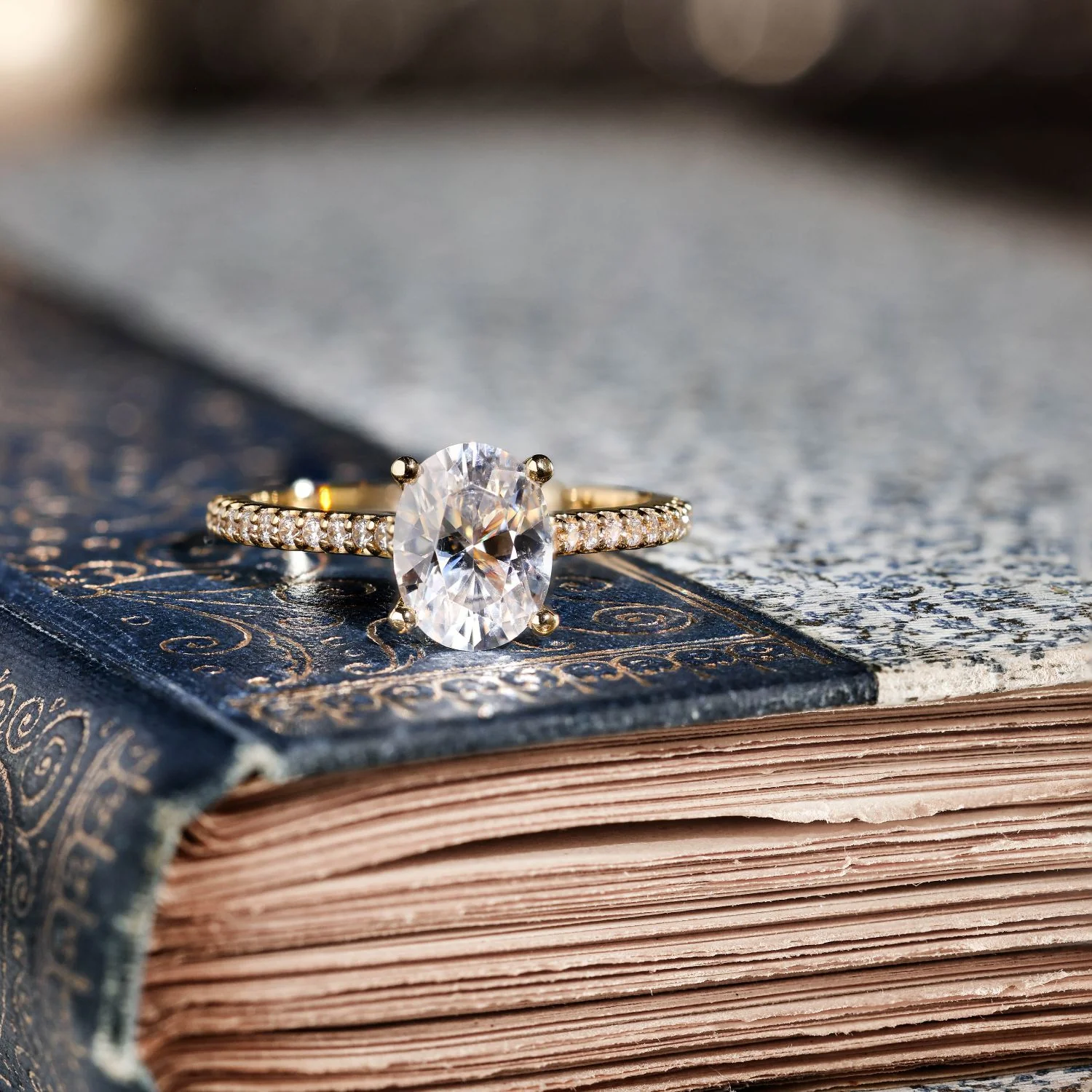 The Chloe - Oval Diamond Engagement Ring with Pavé Diamond Setting - Image 4