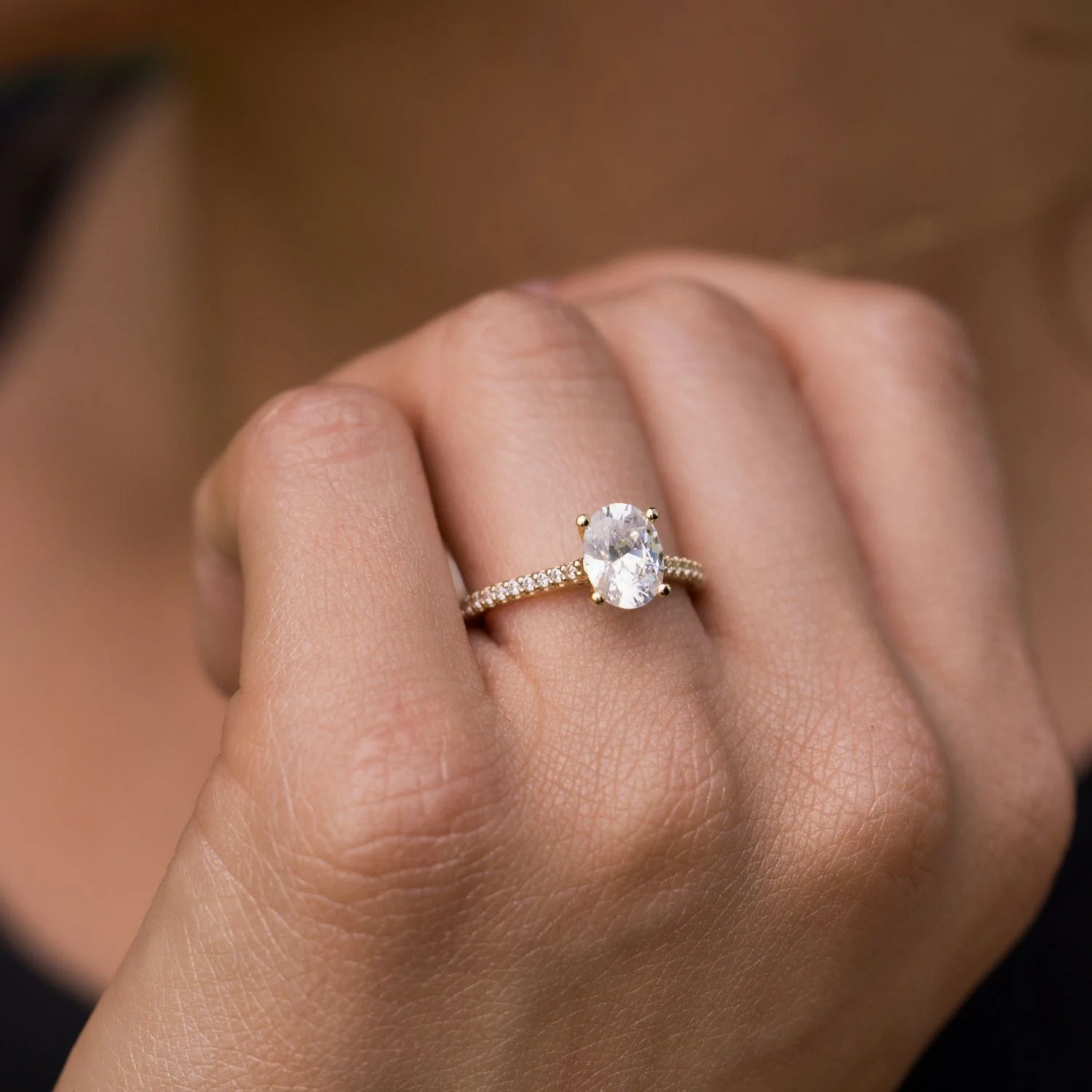 The Chloe - Oval Diamond Engagement Ring with Pavé Diamond Setting - Image 5