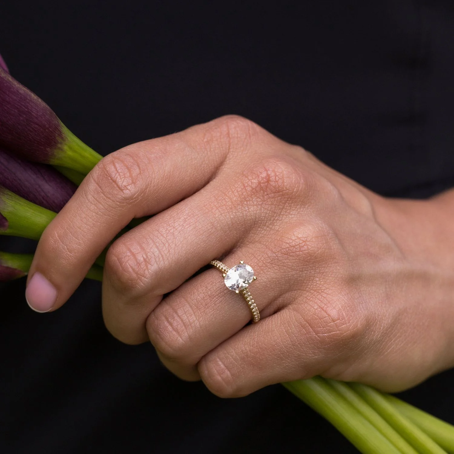 The Chloe - Oval Diamond Engagement Ring with Pavé Diamond Setting - Image 7