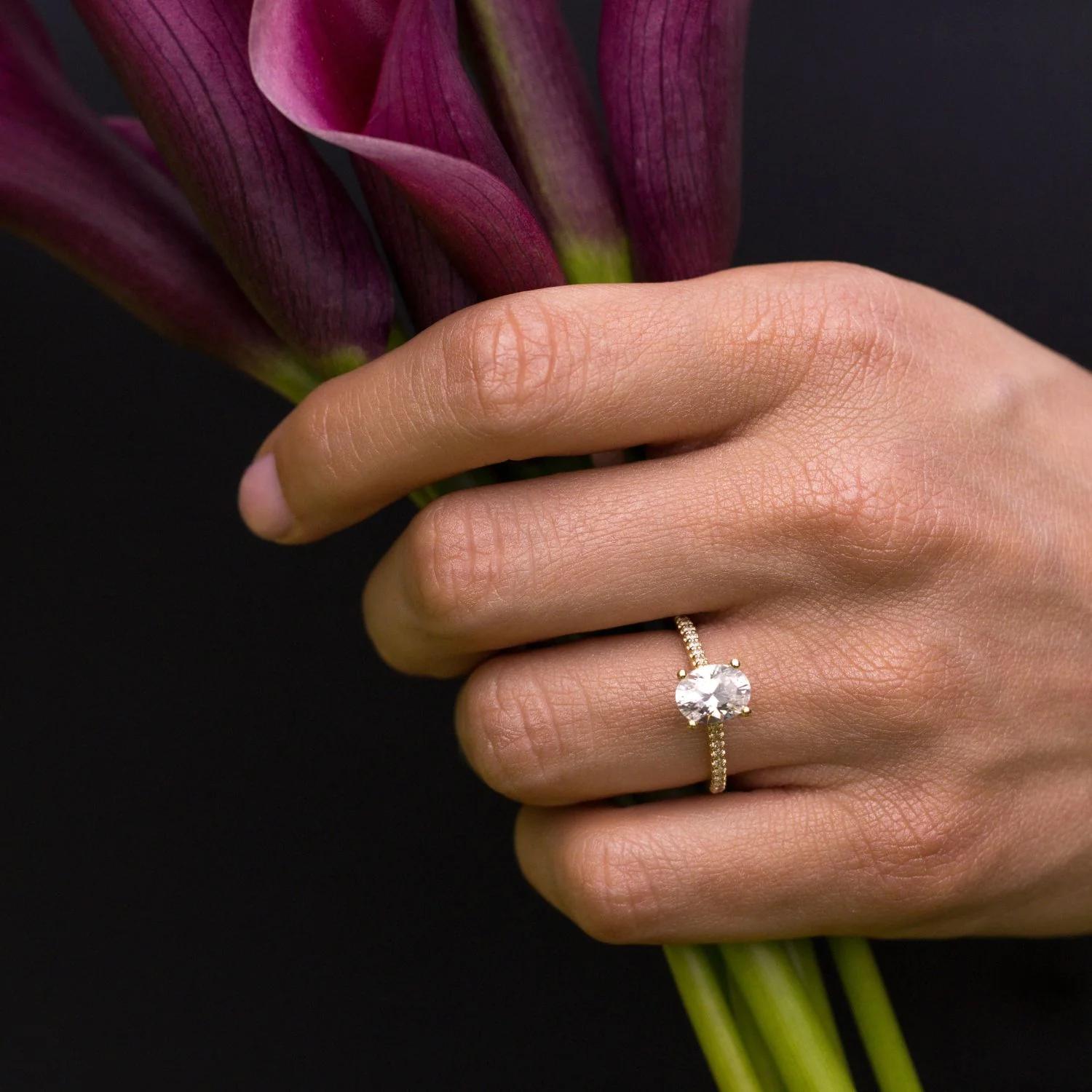 The Chloe - Oval Diamond Engagement Ring with Pavé Diamond Setting - Image 9