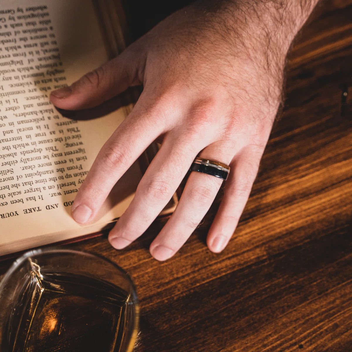 The Coast Guard | Men's Teak Wood Wedding Band with Coast Guard Uniform & Dual Metal Inlays - Image 6