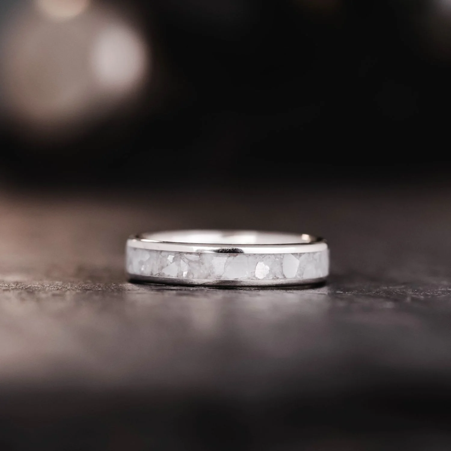 The Dune & Galia - Mother of Pearl & Silver Wedding Band Set - Image 9