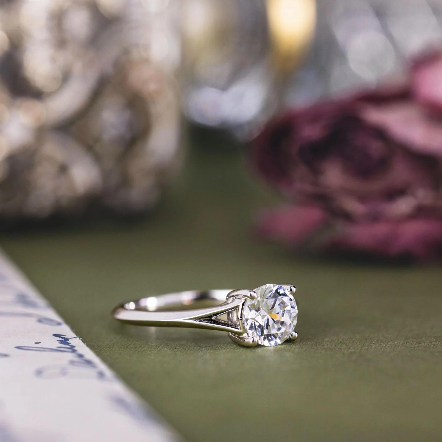 The Evelina - Round Cut Diamond Engagement Ring with a Split Shank Setting - Image 3