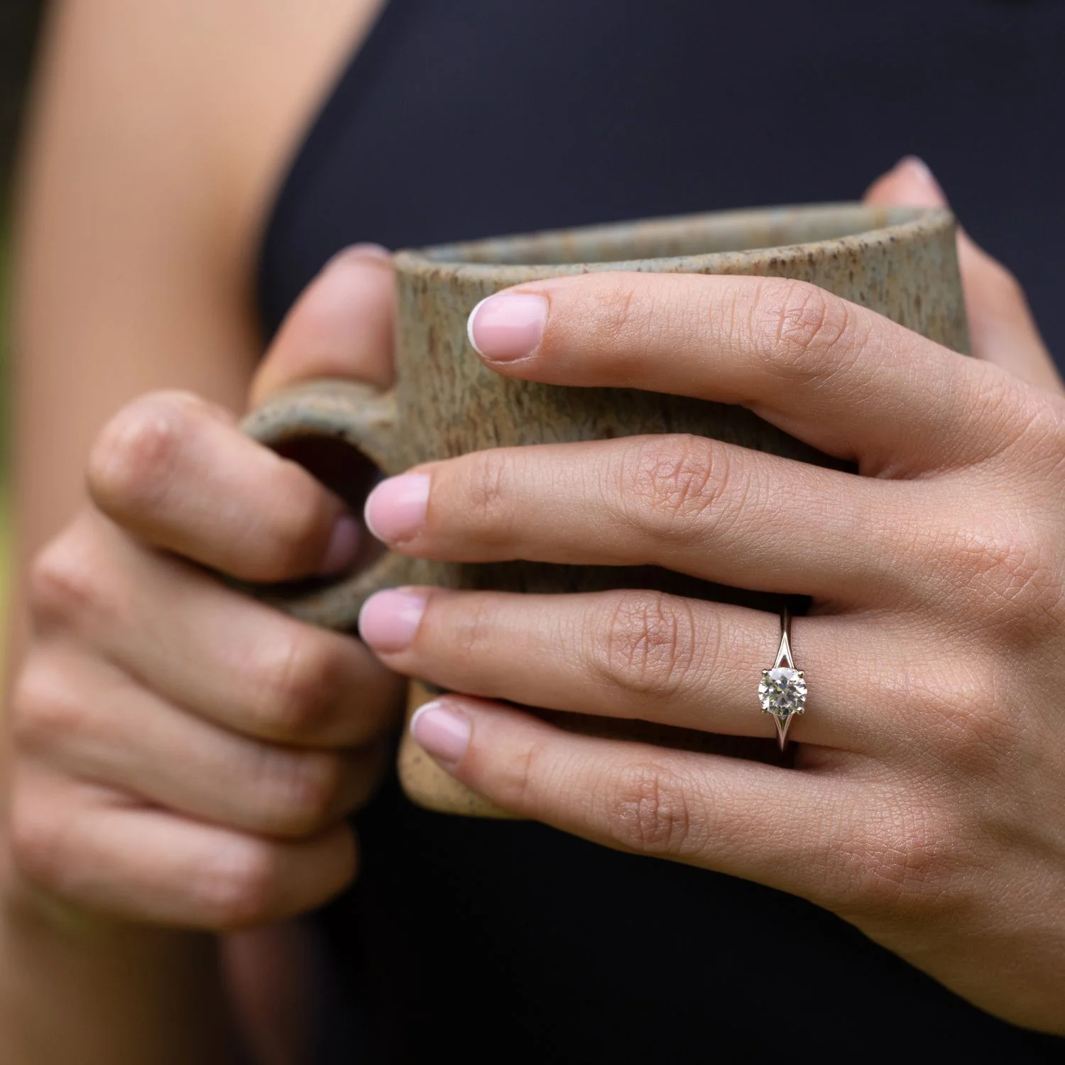 The Evelina - Round Cut Diamond Engagement Ring with a Split Shank Setting - Image 4