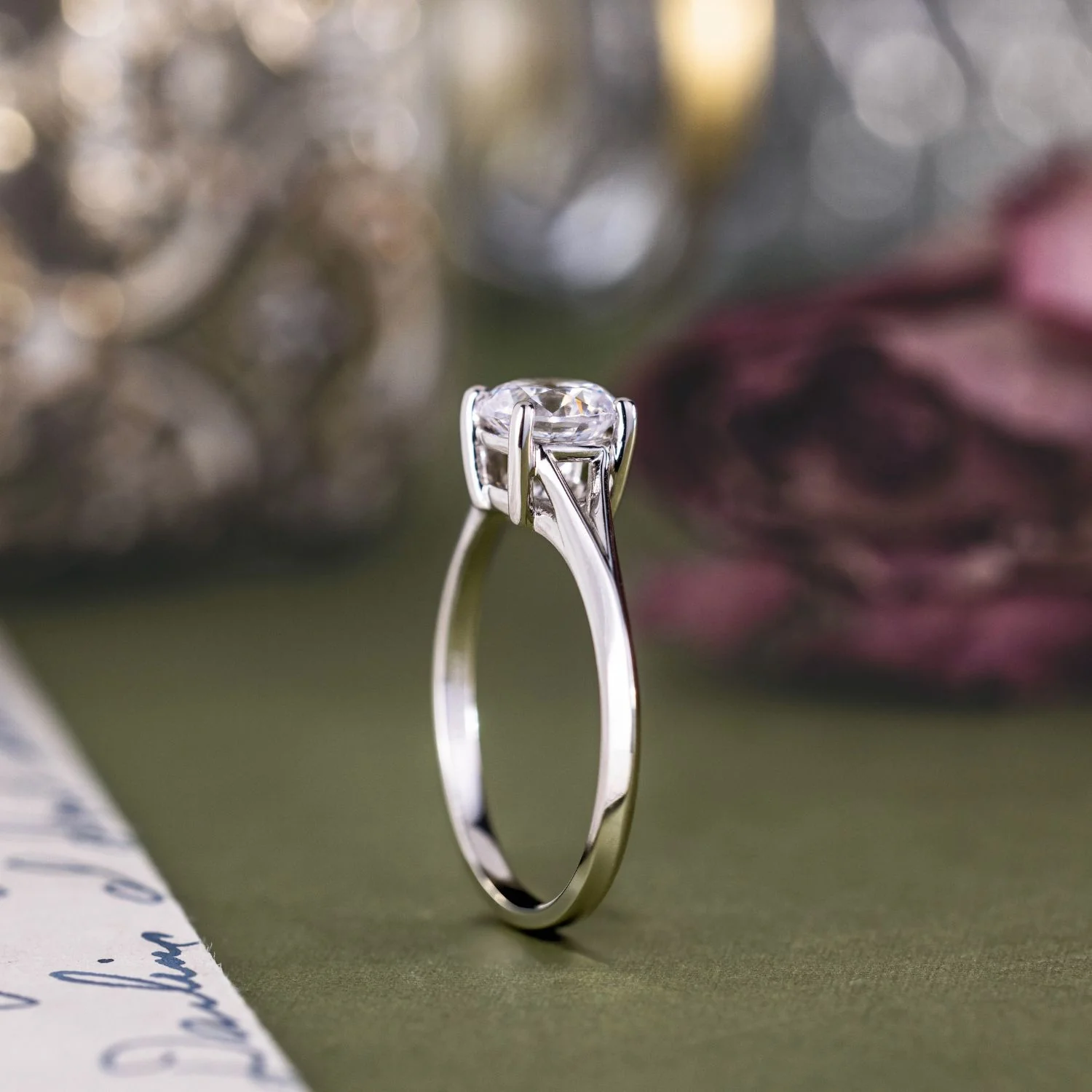 The Evelina - Round Cut Diamond Engagement Ring with a Split Shank Setting - Image 5