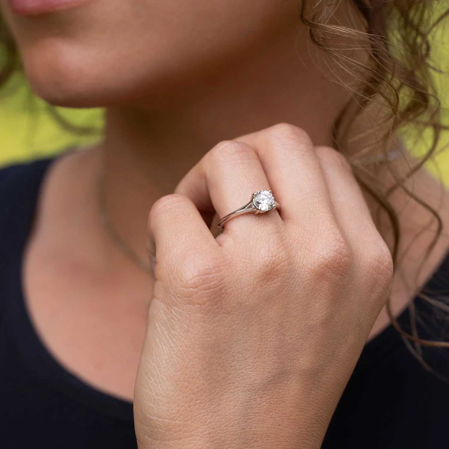 The Evelina - Round Cut Diamond Engagement Ring with a Split Shank Setting - Image 6