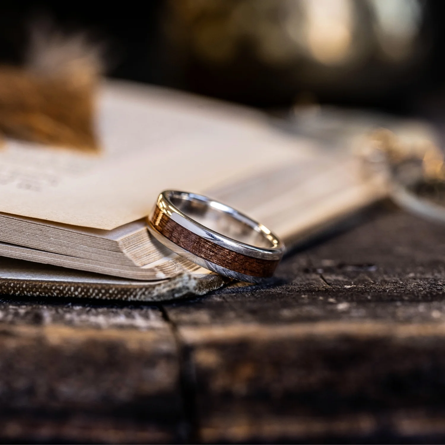 The Garand in Gold | Men's M1 Garand Rifle Stock Wood and Gold Wedding Band - Image 3