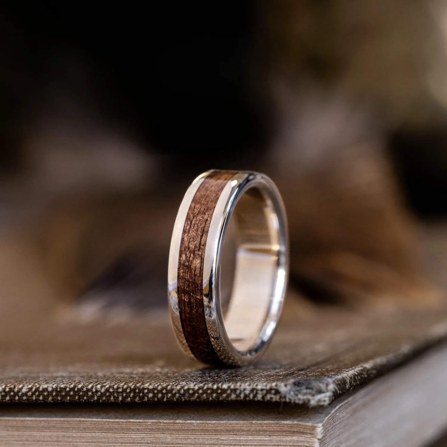The Garand in Gold | Men's M1 Garand Rifle Stock Wood and Gold Wedding Band - Image 4