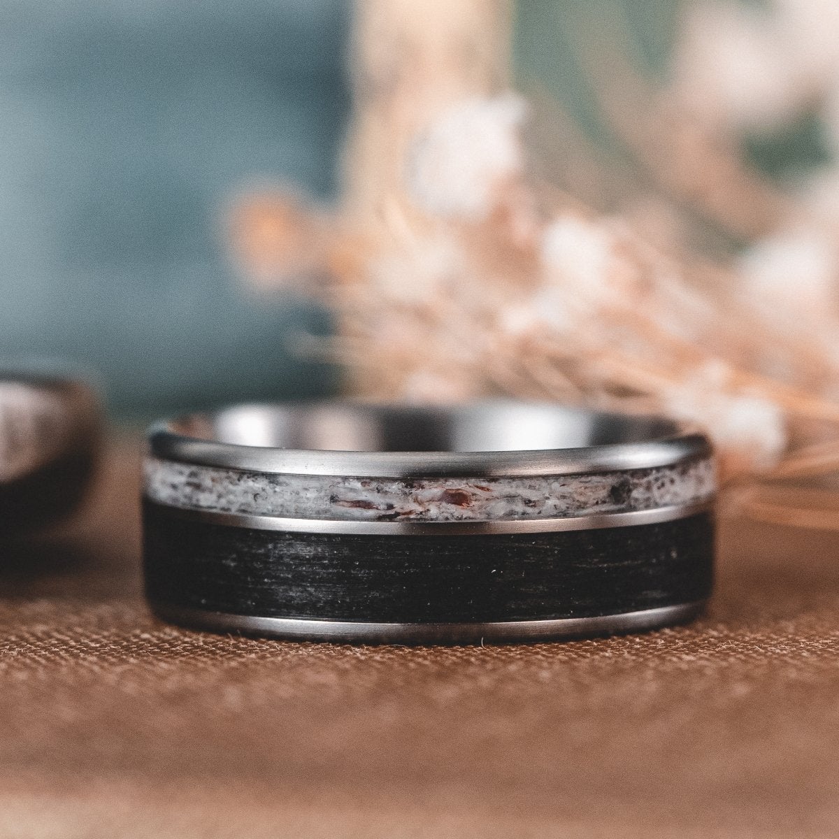 The Gent's Weekend | Men's Elk Antler, Whiskey Barrel & Titanium Wedding Band - Image 7