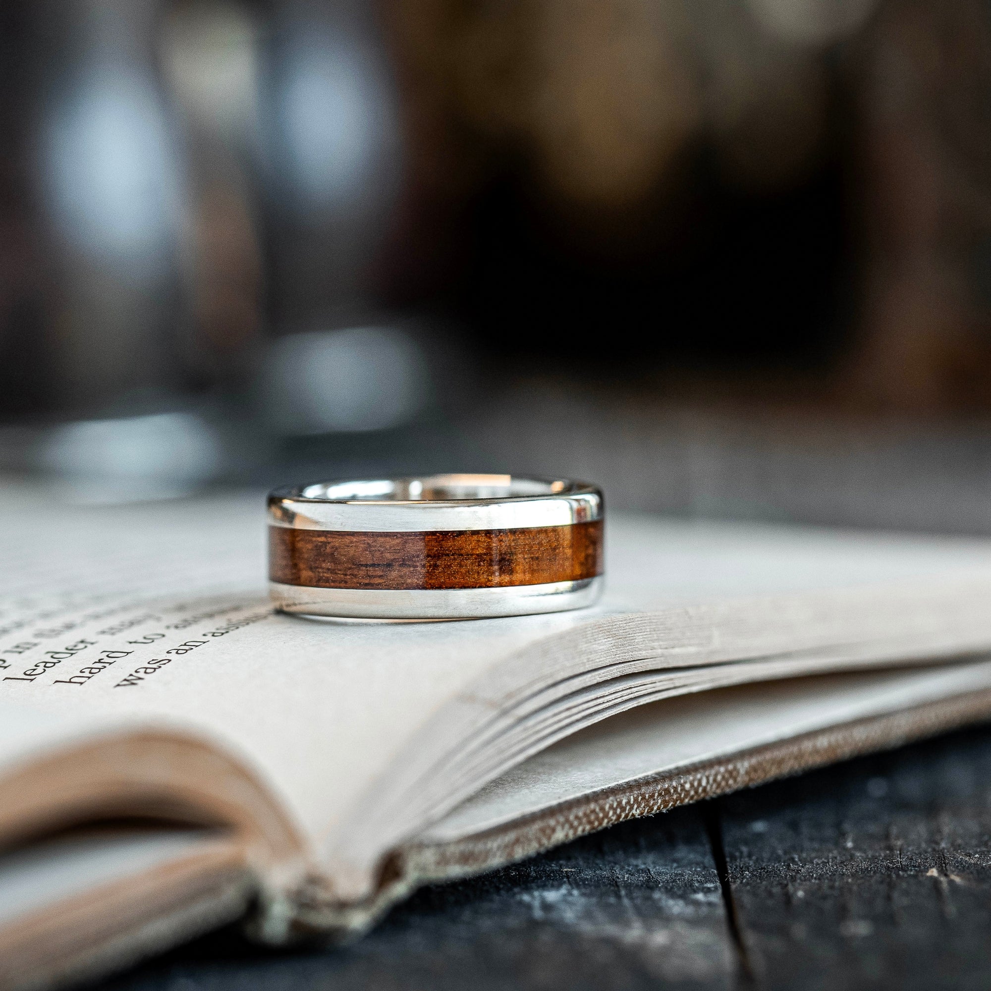 The Gold Rush | Men's Gold Wedding Band with USS California Battleship Teak Wood - Image 8