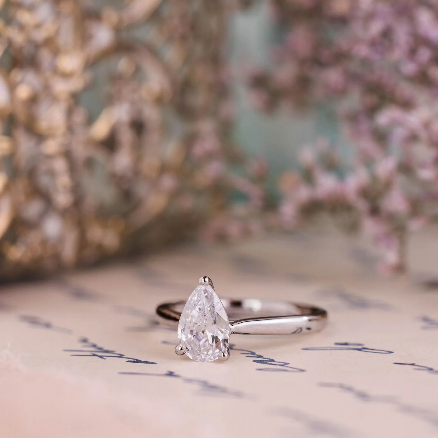 The Julia - Pear-Shaped Diamond Solitaire Engagement Ring - Image 3