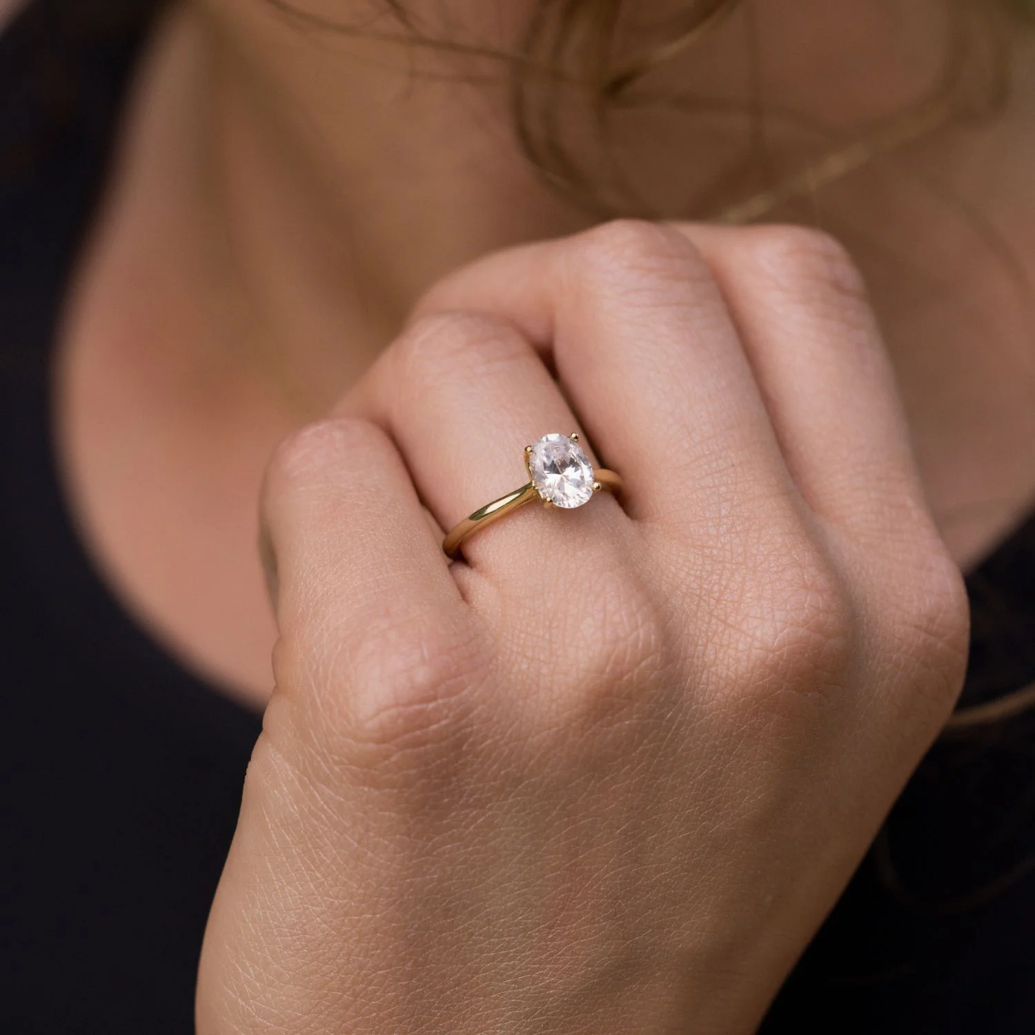 The Lily - Solitaire Oval Diamond Engagement Ring with Nature-Inspired Setting - Image 10