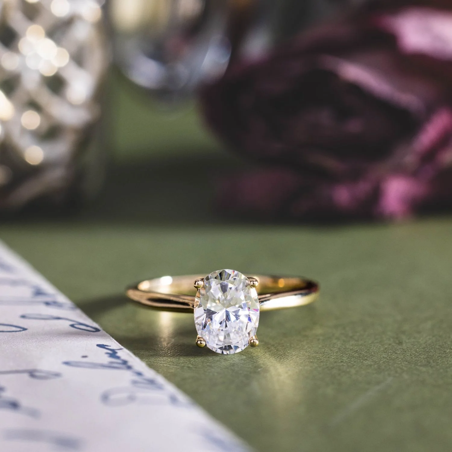 The Lily - Solitaire Oval Diamond Engagement Ring with Nature-Inspired Setting - Image 11