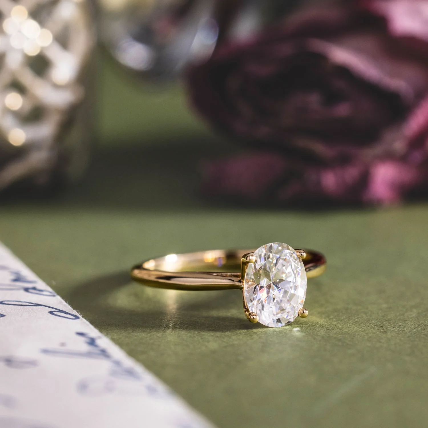 The Lily - Solitaire Oval Diamond Engagement Ring with Nature-Inspired Setting - Image 5