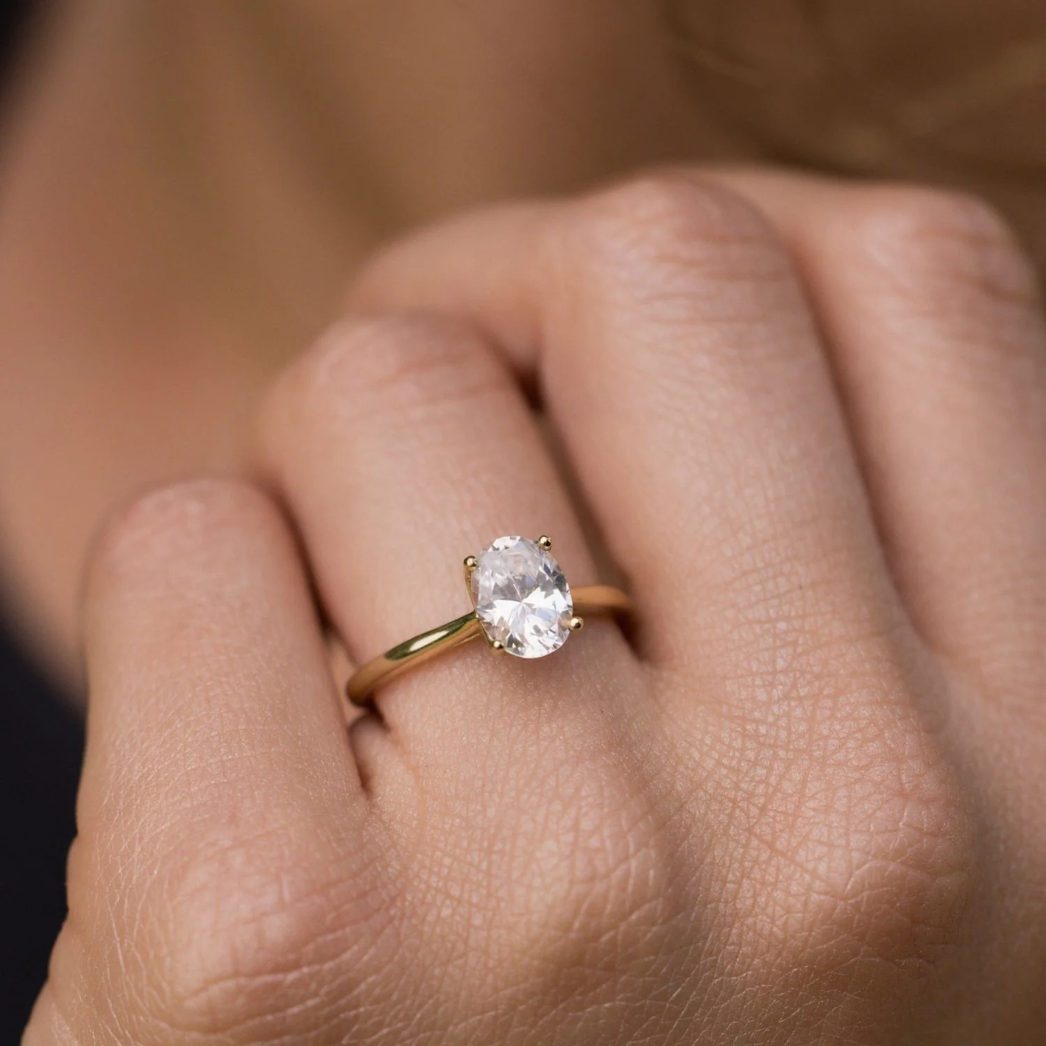 The Lily - Solitaire Oval Diamond Engagement Ring with Nature-Inspired Setting - Image 6