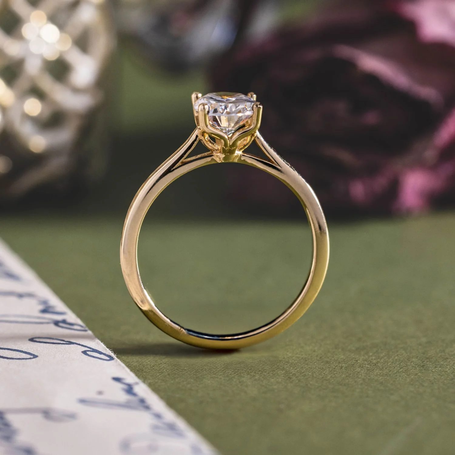 The Lily - Solitaire Oval Diamond Engagement Ring with Nature-Inspired Setting - Image 7