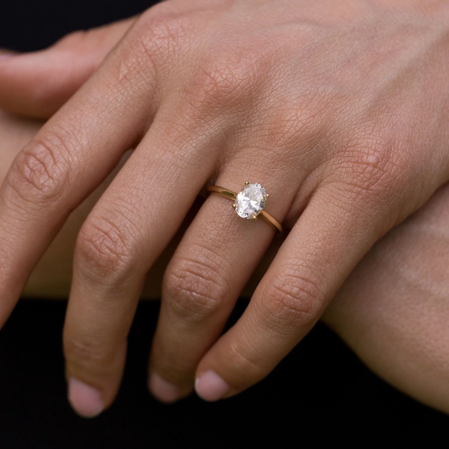 The Lily - Solitaire Oval Diamond Engagement Ring with Nature-Inspired Setting - Image 8