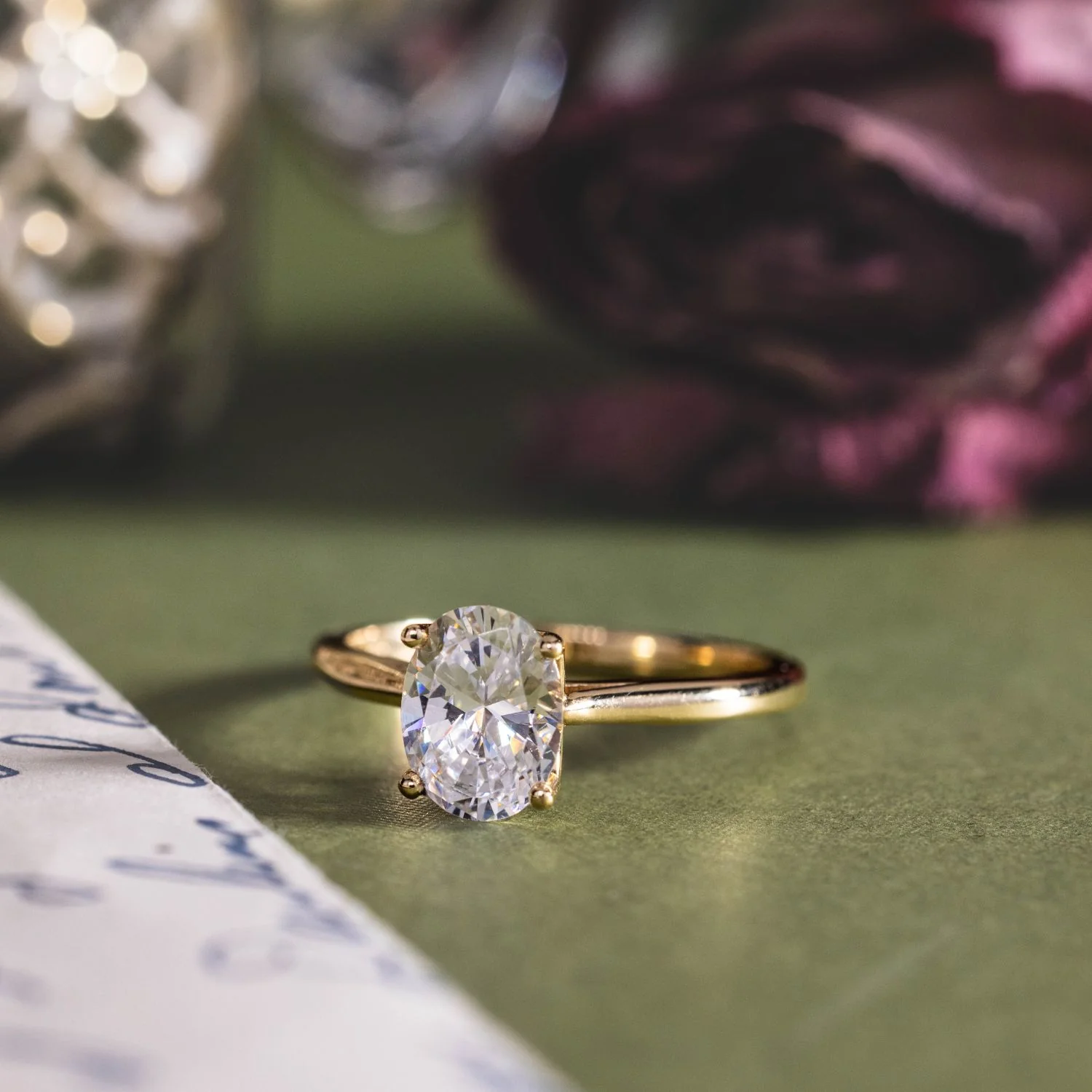 The Lily - Solitaire Oval Diamond Engagement Ring with Nature-Inspired Setting - Image 9