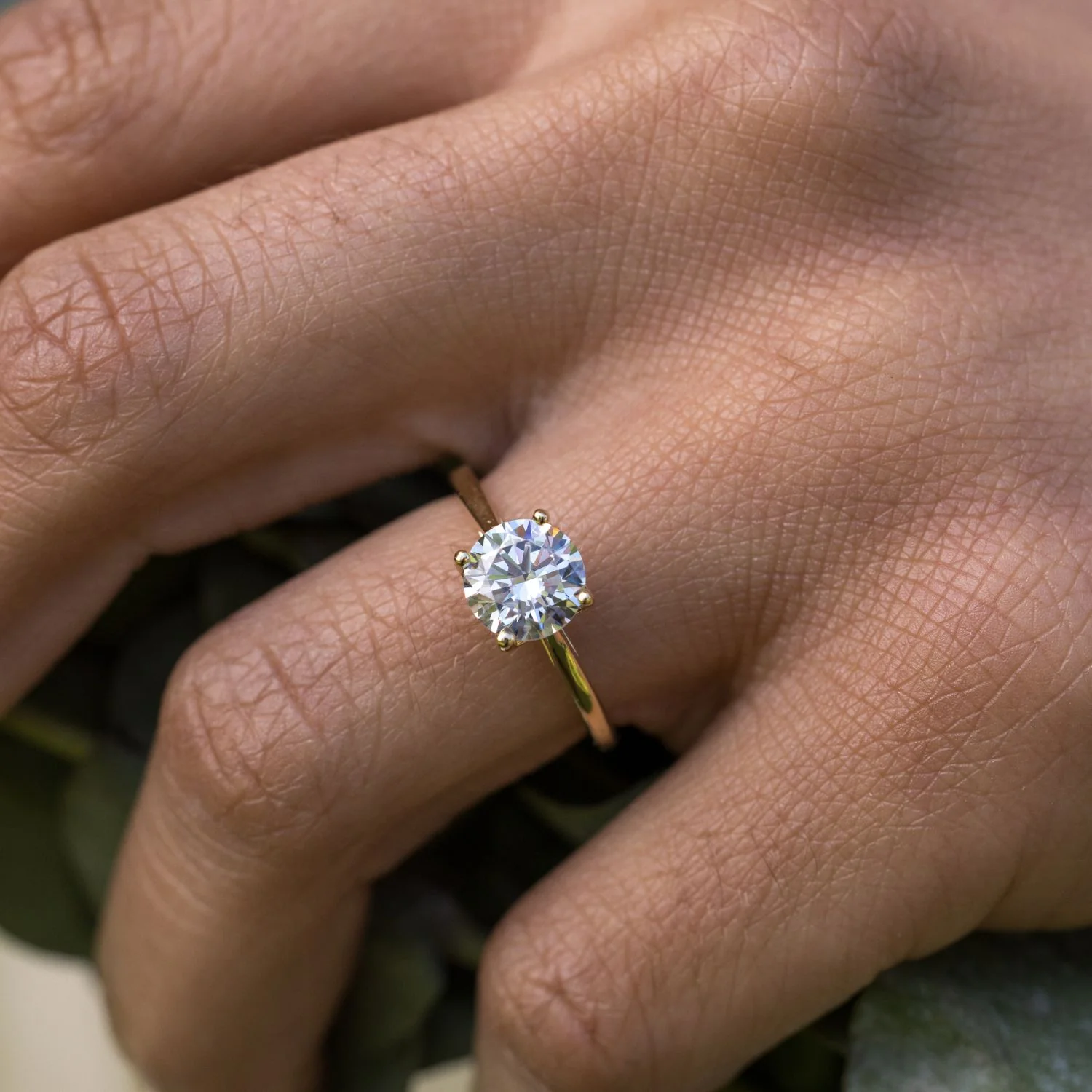 The Lily - Solitaire Round Diamond Engagement Ring with Nature-Inspired Setting - Image 5