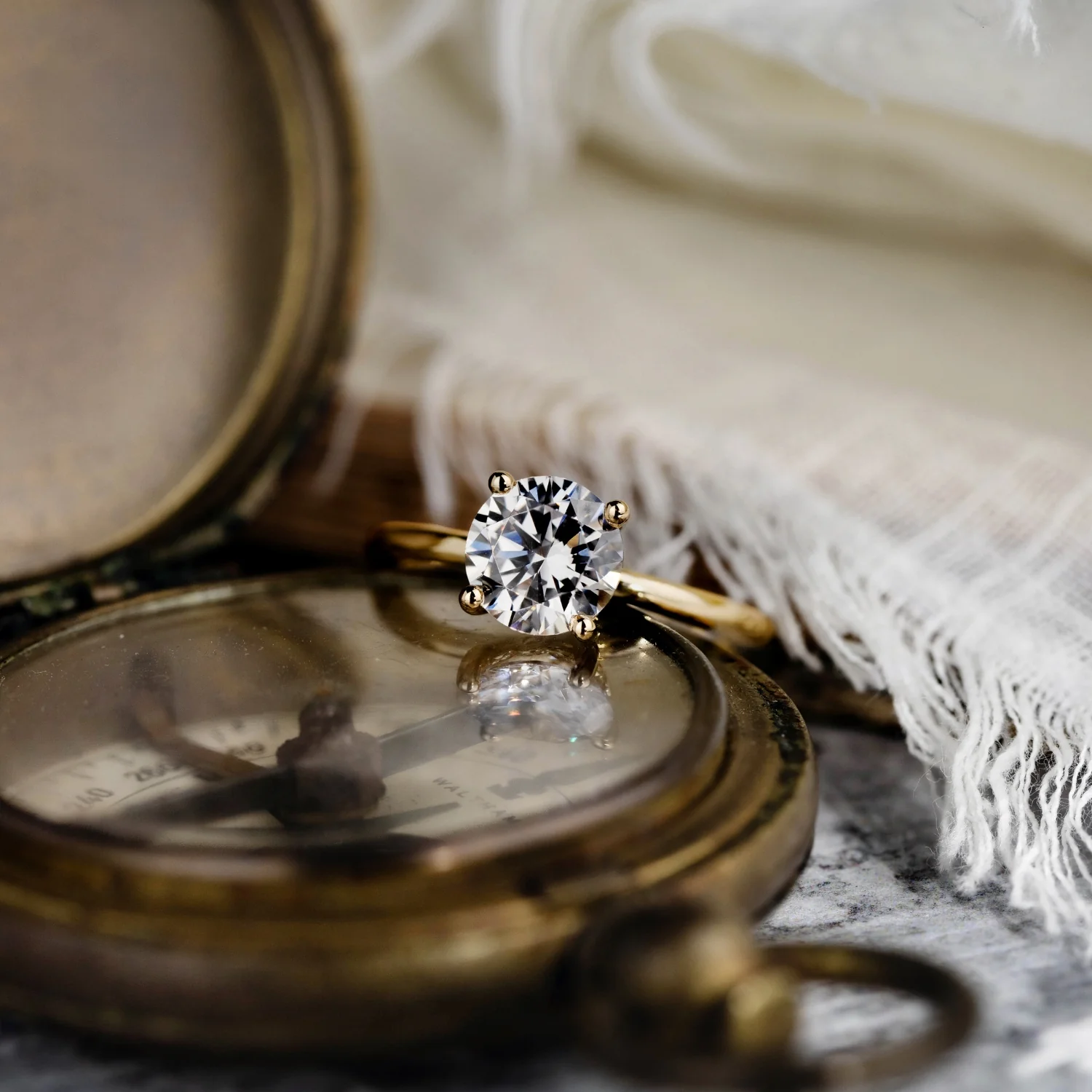 The Lora - Round Solitaire Engagement Ring with Delicate Nature Inspired Setting - Image 10