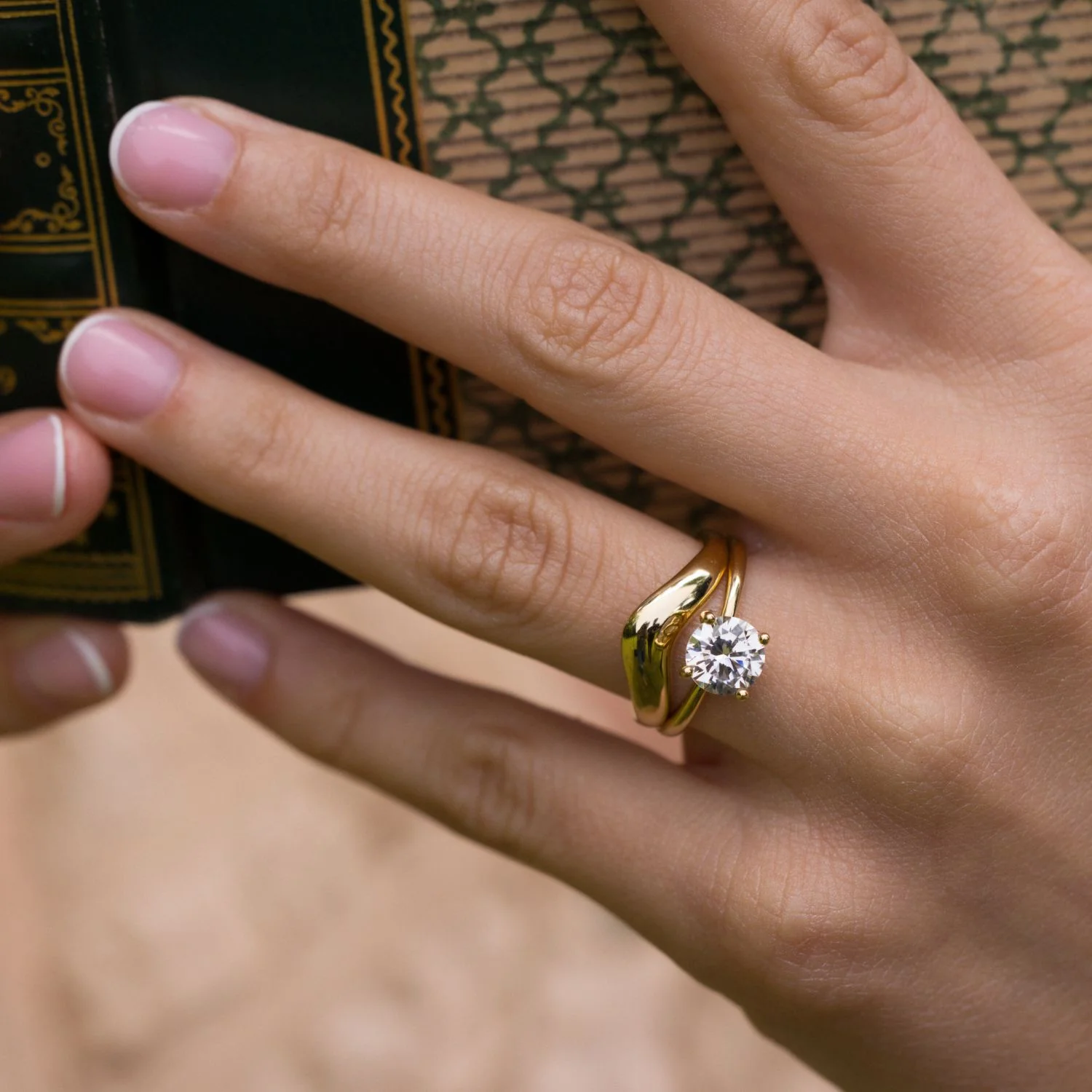 The Lora - Round Solitaire Engagement Ring with Delicate Nature Inspired Setting - Image 11