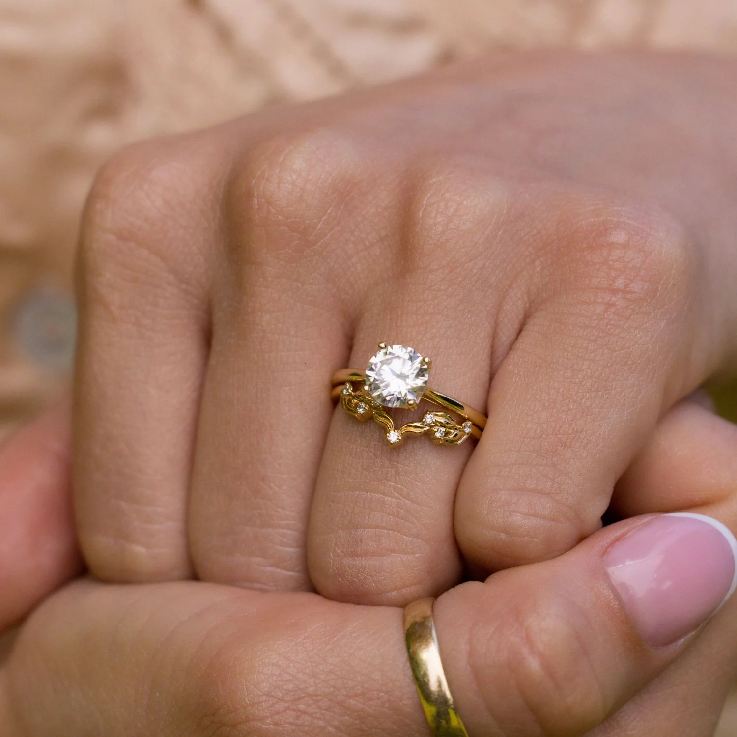 The Lora - Round Solitaire Engagement Ring with Delicate Nature Inspired Setting - Image 13