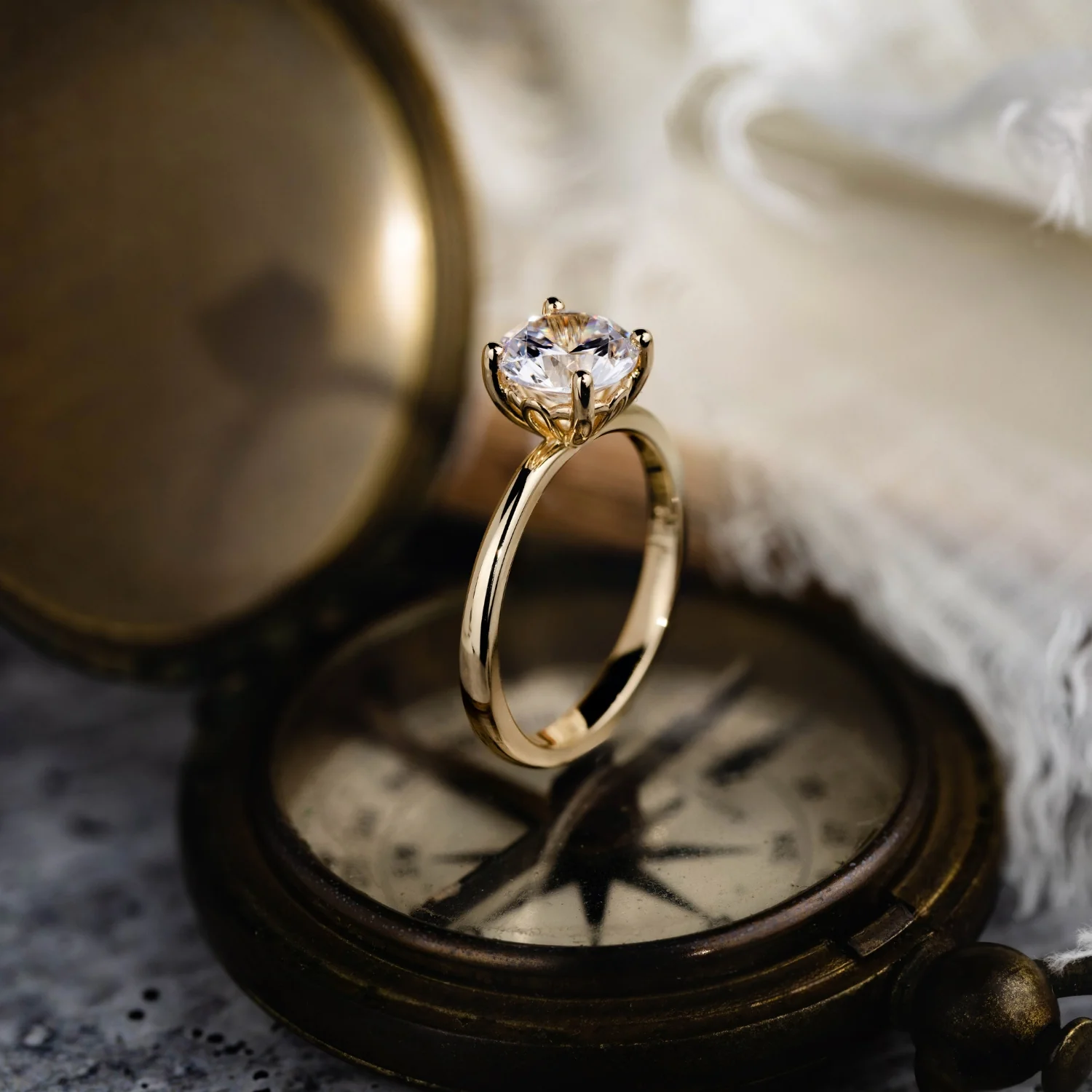 The Lora - Round Solitaire Engagement Ring with Delicate Nature Inspired Setting - Image 14