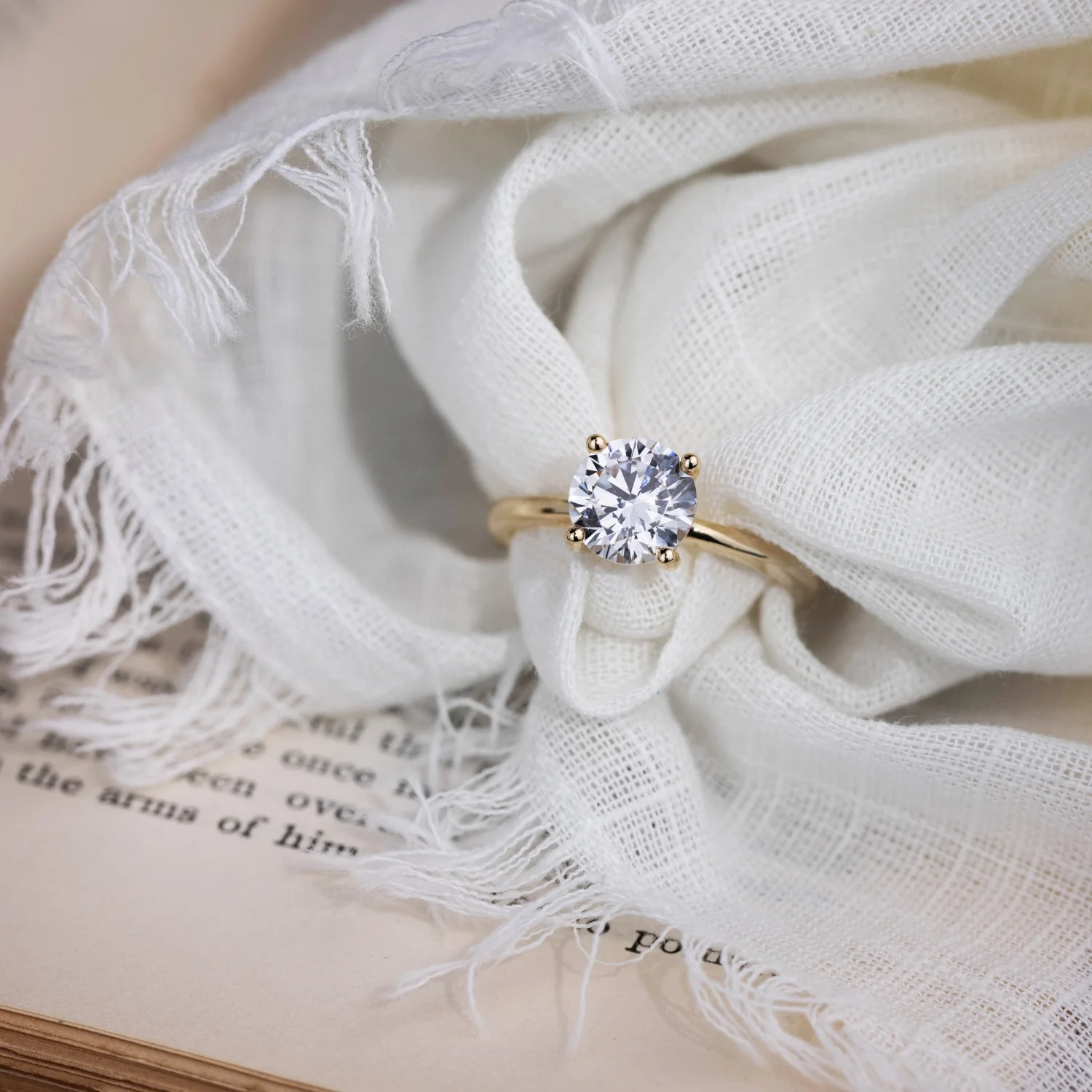 The Lora - Round Solitaire Engagement Ring with Delicate Nature Inspired Setting - Image 6