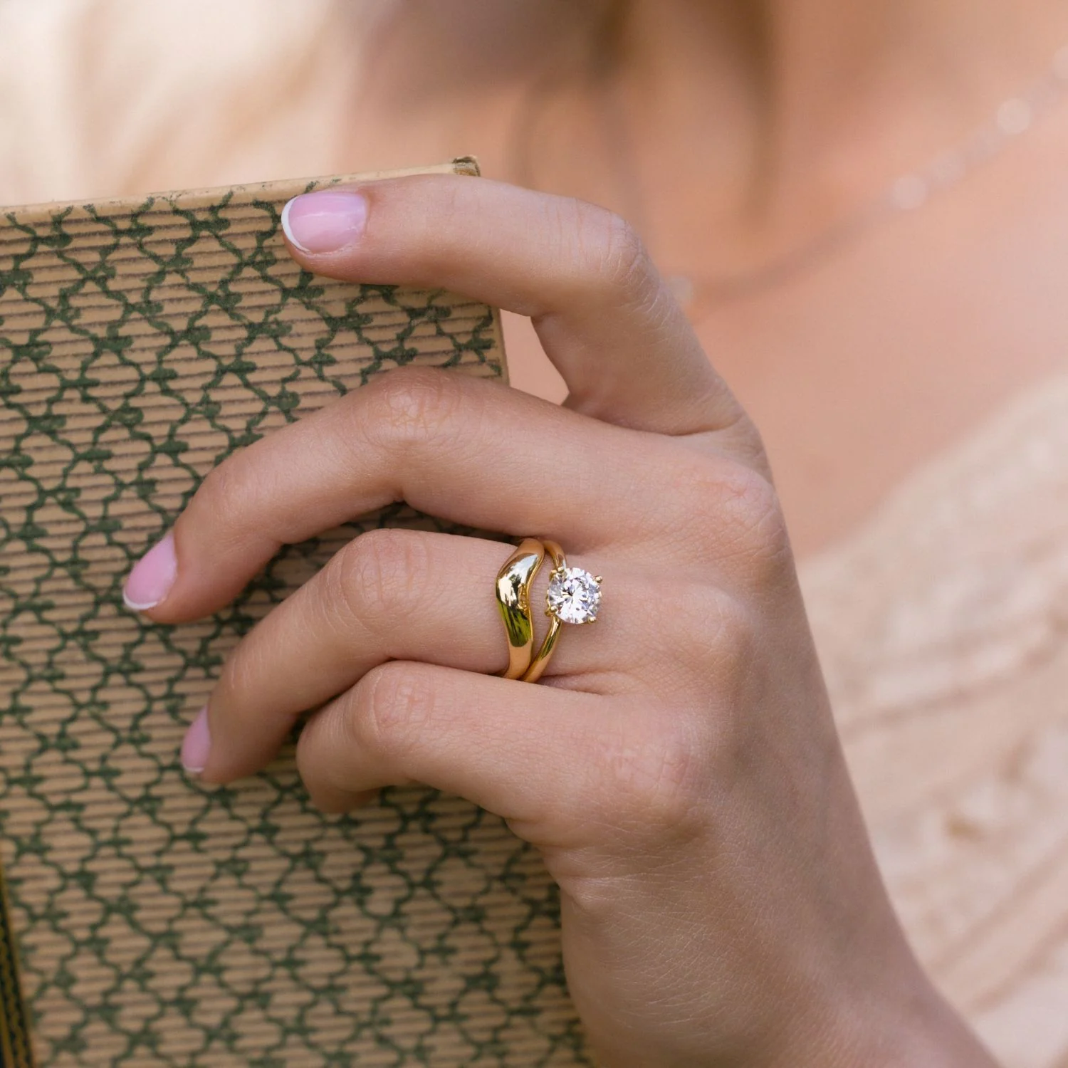 The Lora - Round Solitaire Engagement Ring with Delicate Nature Inspired Setting - Image 7