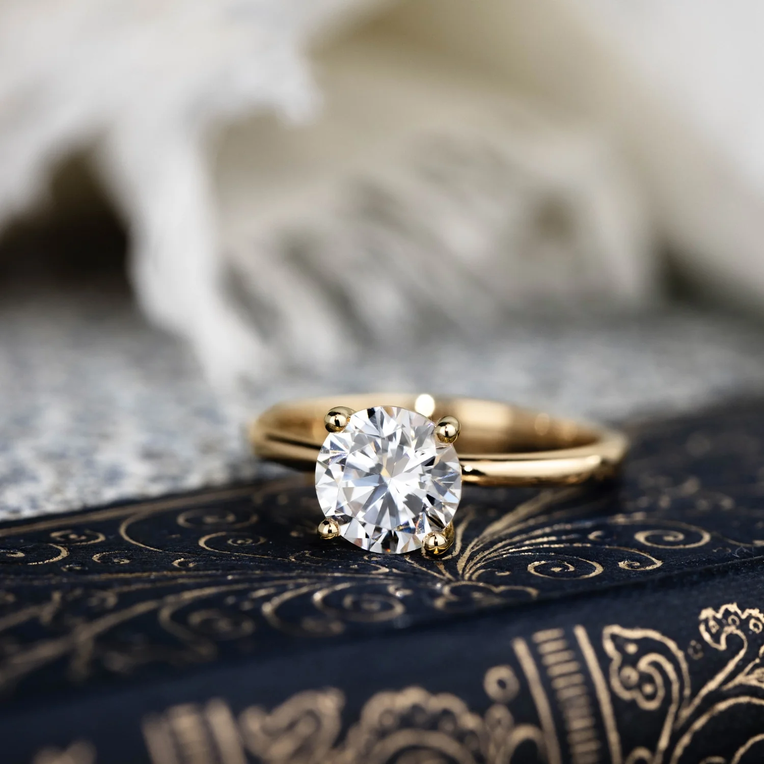 The Lora - Round Solitaire Engagement Ring with Delicate Nature Inspired Setting - Image 8